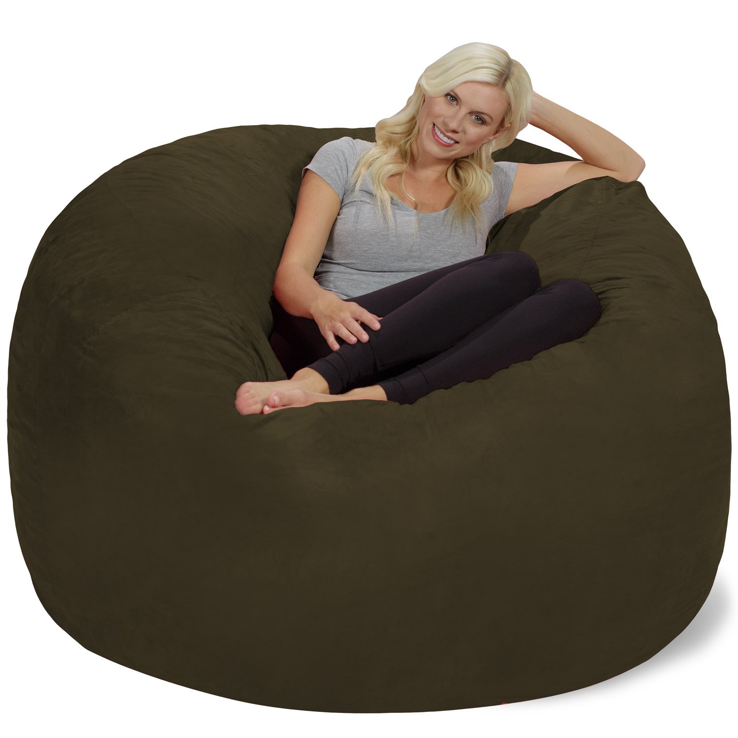 Chill Sack 6' Giant Memory Foam Bean Bag Chair - Oversized Sofa with Soft Microfiber Cover in Olive Green | Perfect for Living Rooms, Game Rooms & Dorm Lounging