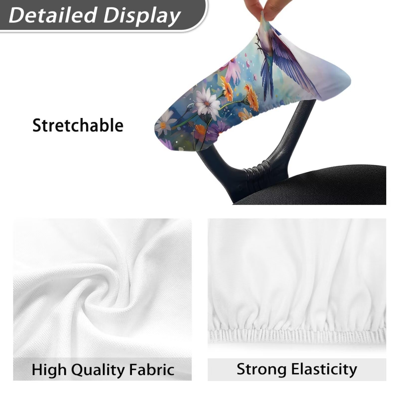 2 Pack Floral Hummingbird Armrest Covers - Soft Office Chair Arm Pads for Desk & Gaming Chairs, Purple Aesthetic Armrest Protectors (Home Office, Workstation, PC Gaming Setup)