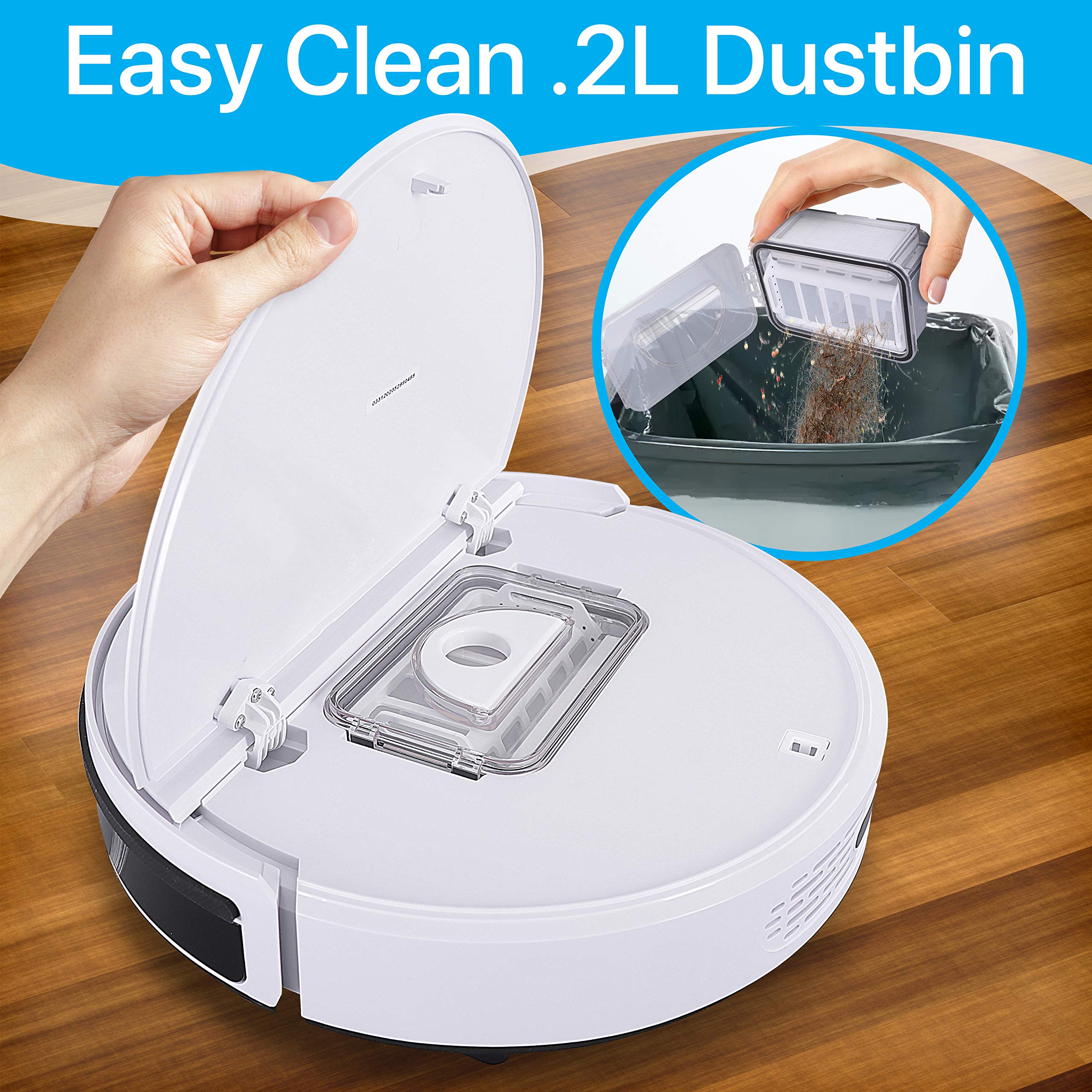 PURE CLEAN Smart Automatic Robot Vacuum Cleaner with Self-Charging Dock - Powerful Robotic Vacuum for Carpets, Hardwood Floors & Tile - Anti-Drop Sensors, Auto Activation - Ideal for Pet Hair, Daily Home Cleaning (PUCRC95PLUS.9)