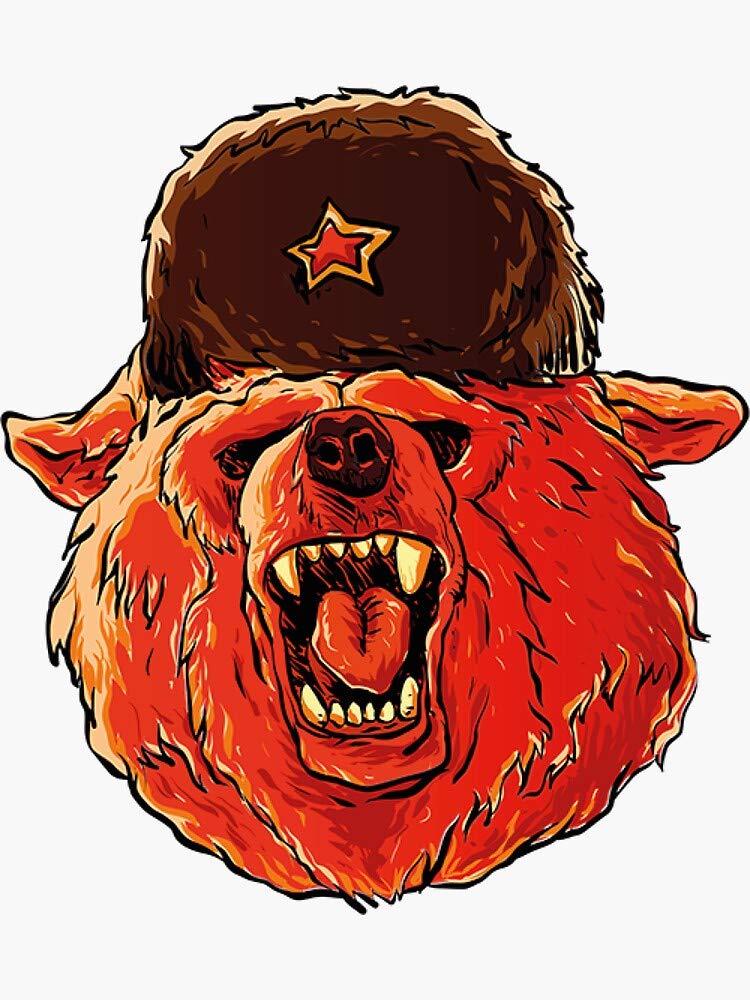 Vintage Soviet Russian Bear Decal Sticker - Waterproof Vinyl for Cars, Trucks, Laptops, Walls & Windows | Patriotic Graphic Art for Auto Enthusiasts & Home Decor | Perfect for Russian-Themed Parties, Man Cave Decor & Political Satire Collections