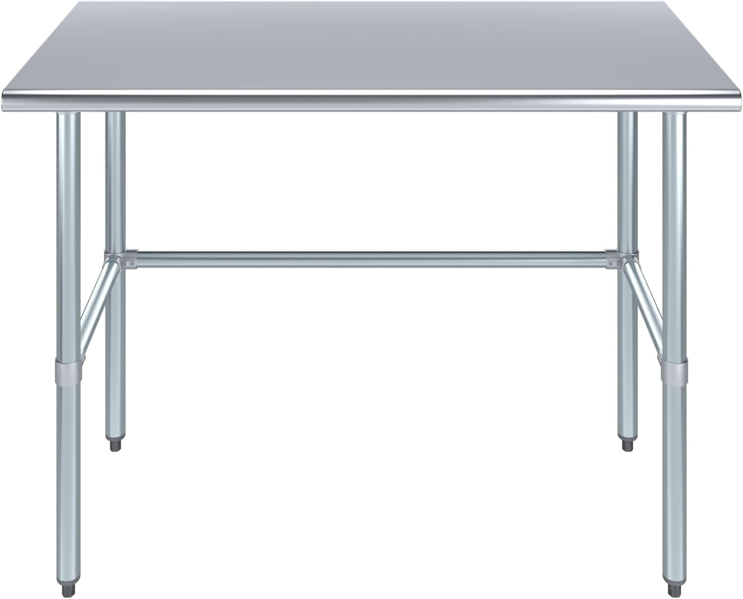 Stainless Steel Work Table with Galvanized Open Base - Heavy Duty Commercial Kitchen Prep Table for Restaurants, Bakeries & Food Service