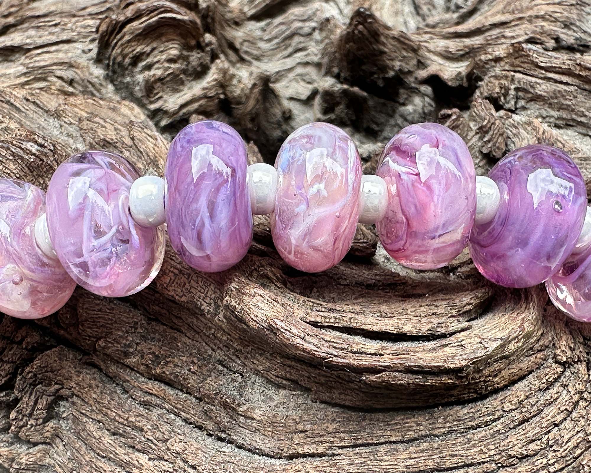 13pcs Lilac Bloom Purple Lampwork Glass Beads Set for Jewelry Making, DIY Crafts, Bracelets & Necklaces - SRA Certified