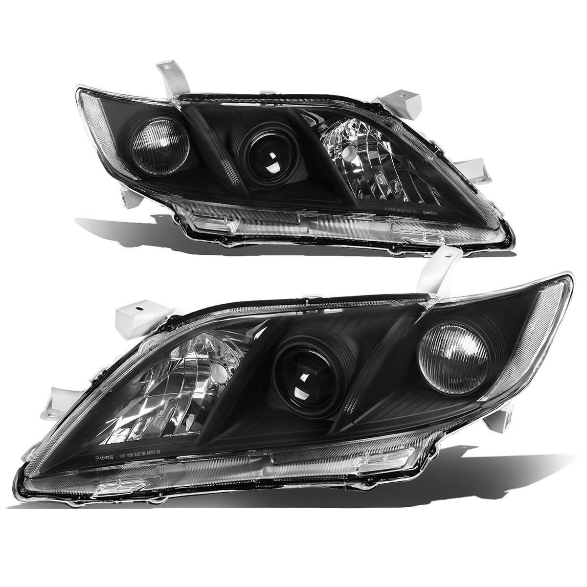 DNA Motoring HL-OH-090-BK-CL1 Black Housing Projector Headlights - Replacement for 2007-2009 Toyota Camry - High Performance LED Lights for Night Driving & Enhanced Visibility