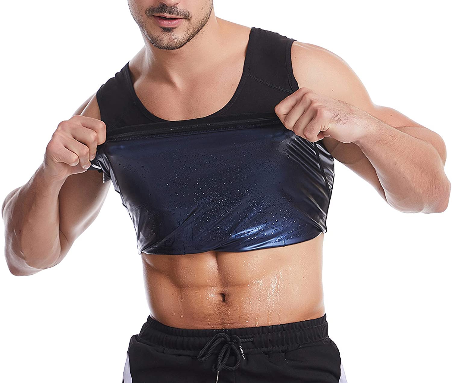 Bakerdani Men's Slimming Sauna Vest - Hot Sweat Workout Tank Top for Weight Loss & Body Shaping - Ideal for Gym, Running, and Fitness Training