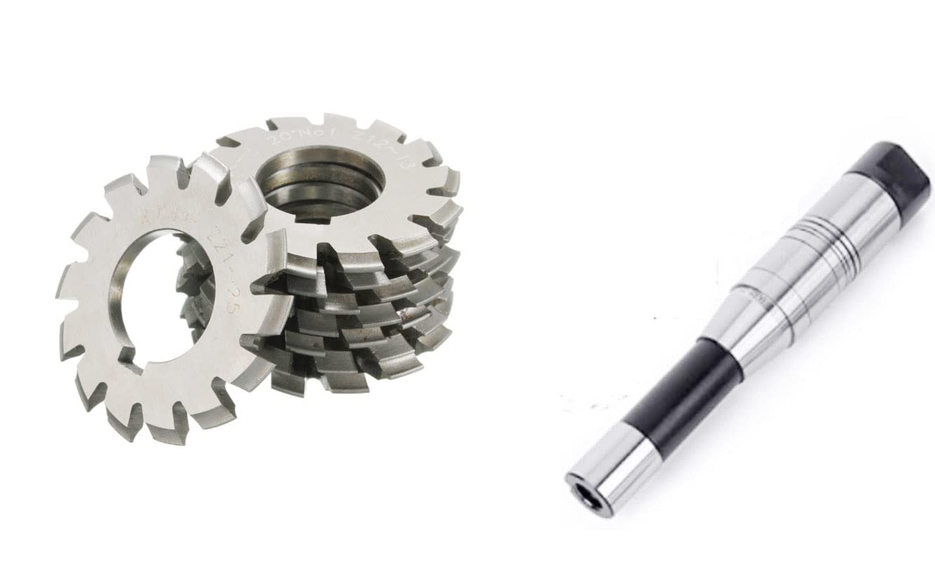 High-Speed Steel 8-Piece Gear Milling Cutter Set (M3.5, 20° Pressure Angle, 27mm Hole) with R8 Shank Arbor - Perfect for Gear Cutting, Metalworking, and DIY Machining Projects