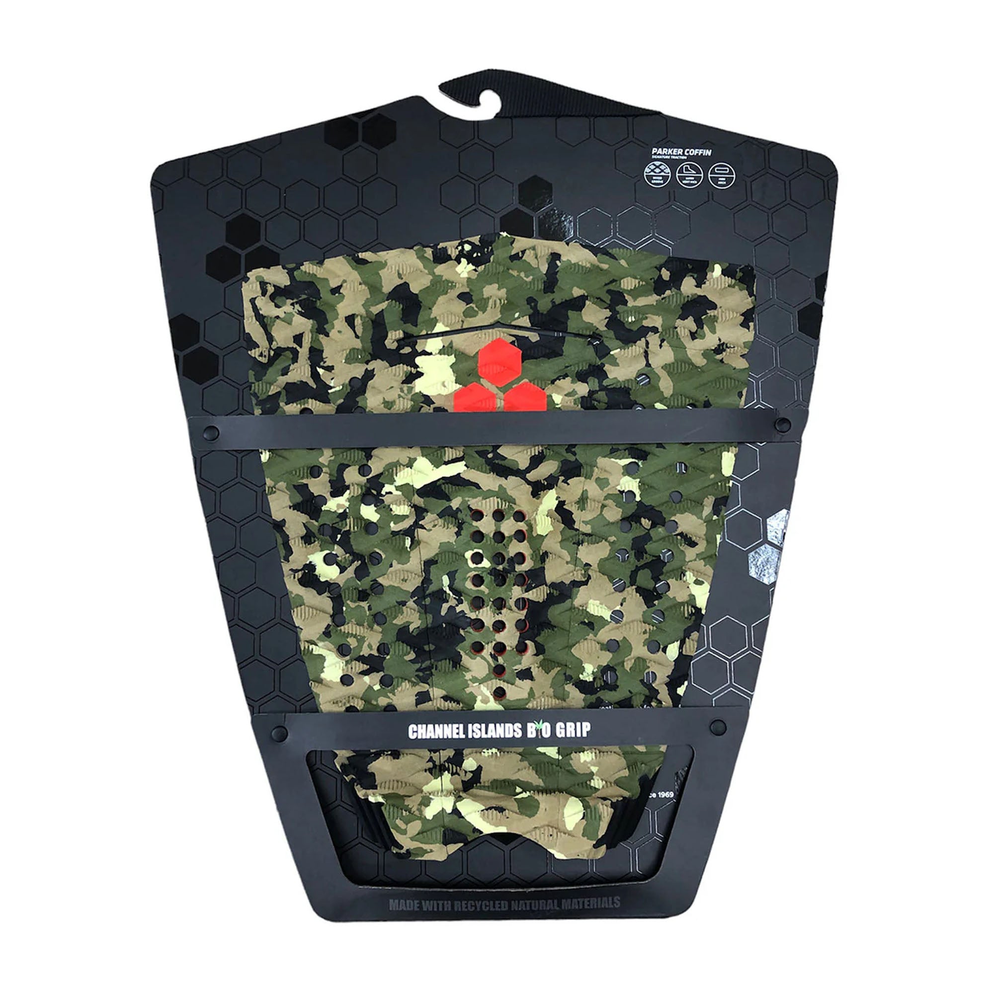 Channel Islands 5-Piece Arch Parker Coffin Signature Traction Pad - Green Camo Surfboard Grip for Enhanced Performance | Perfect for Surfing, Paddleboarding & Water Sports