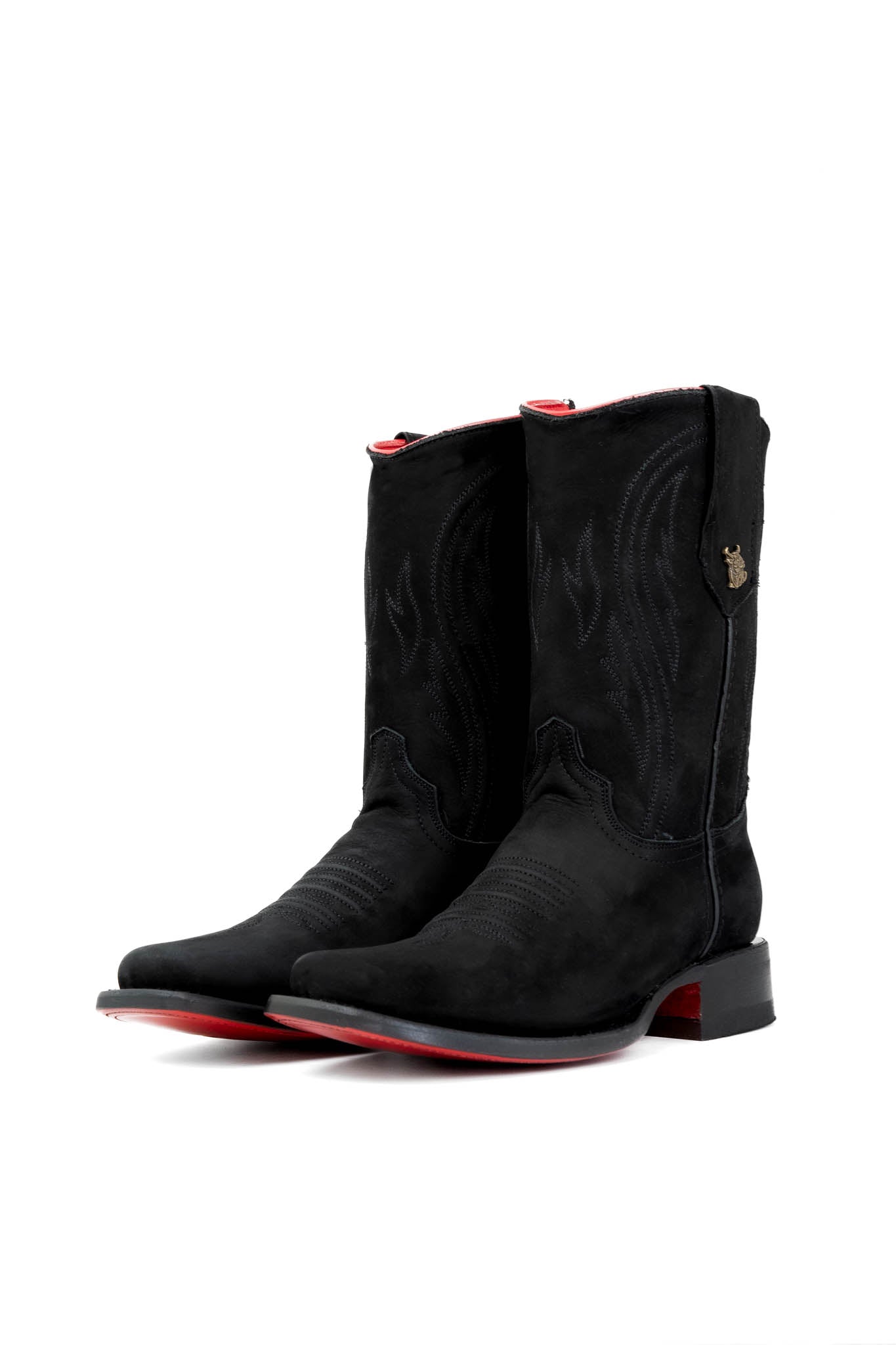 Rock'em Suede Red Bottom Zipper Rodeo Cowboy Boots for Women - Western Fashion Ankle Booties with Side Zipper for Country Dance, Rodeo & Night Out
