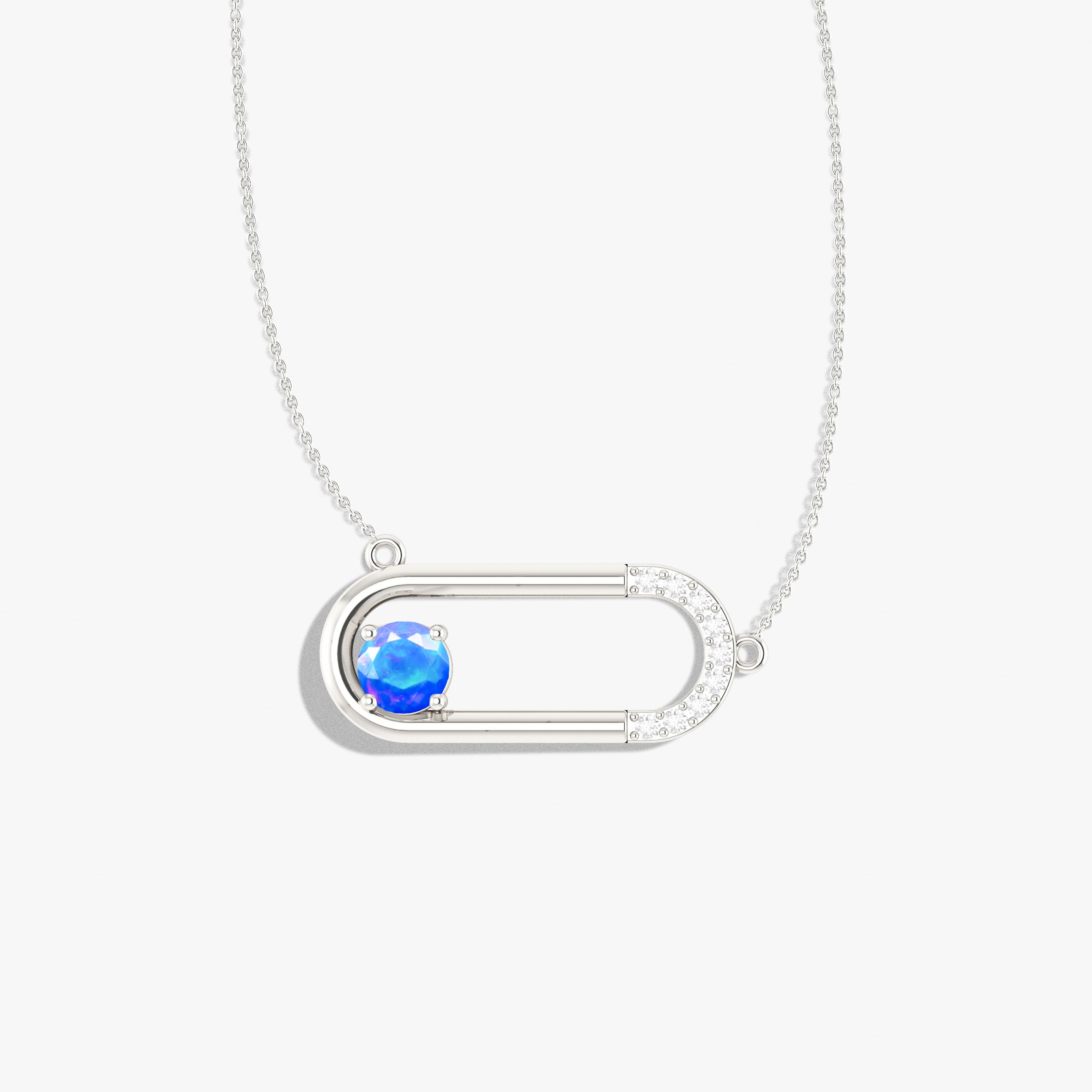 Natural Blue Opal Rectangle Pendant Necklace for Women - Elegant Chain Jewelry Gift for Birthday, Anniversary & Special Occasions