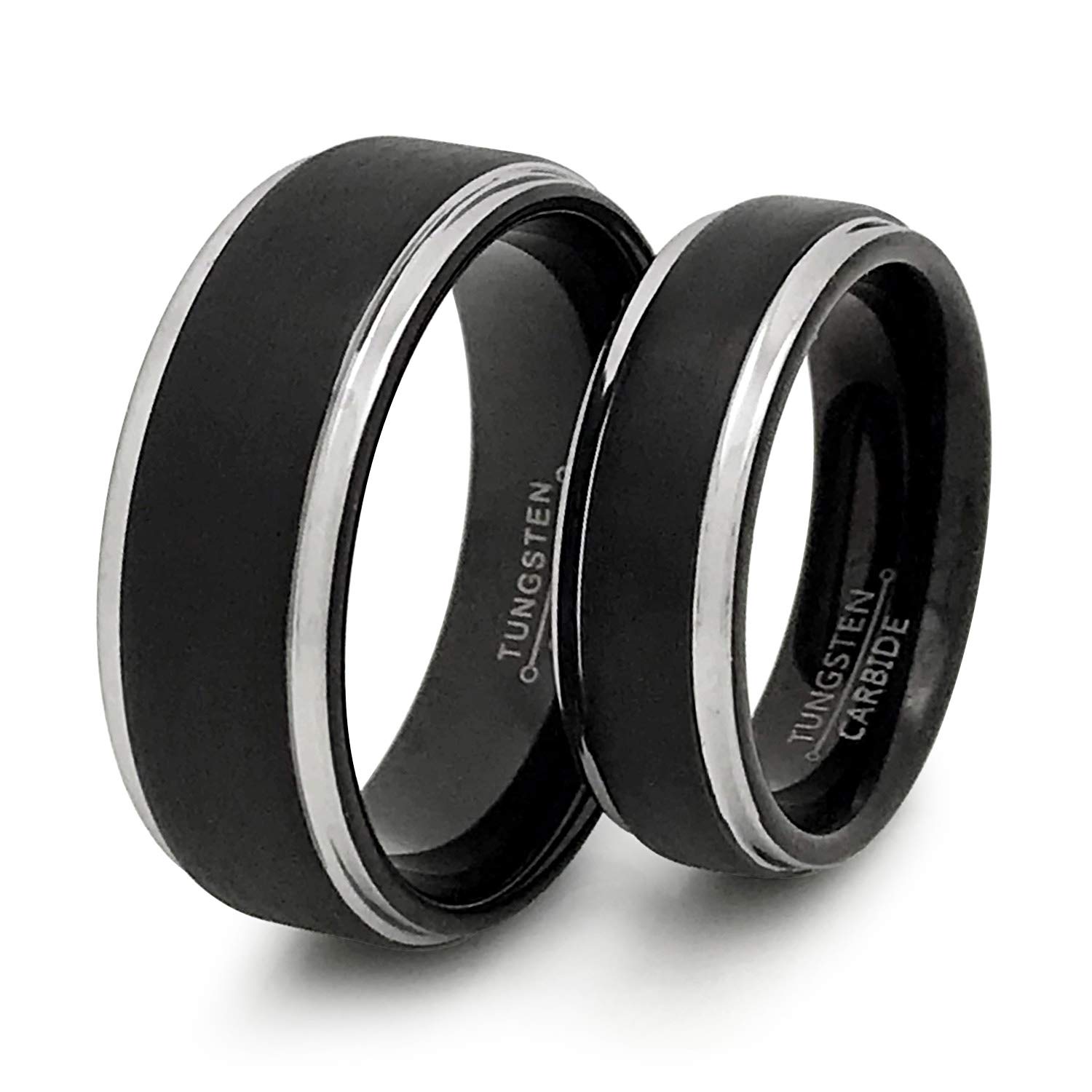 K & Co. 8mm/6mm Tungsten Wedding Bands for Couples - His & Hers Matching Rings Set, Personalized Engraved Anniversary Rings TCR516 - Perfect for Weddings, Engagements & Romantic Gifts