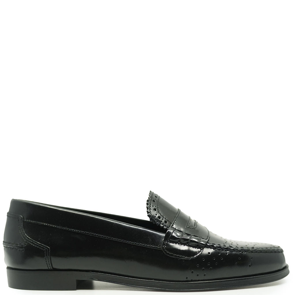 Blublonc Black Florentic Perforated Loafers for Men - Classic Casual & Business Slip-On Shoes for Office, Wedding & Daily Wear