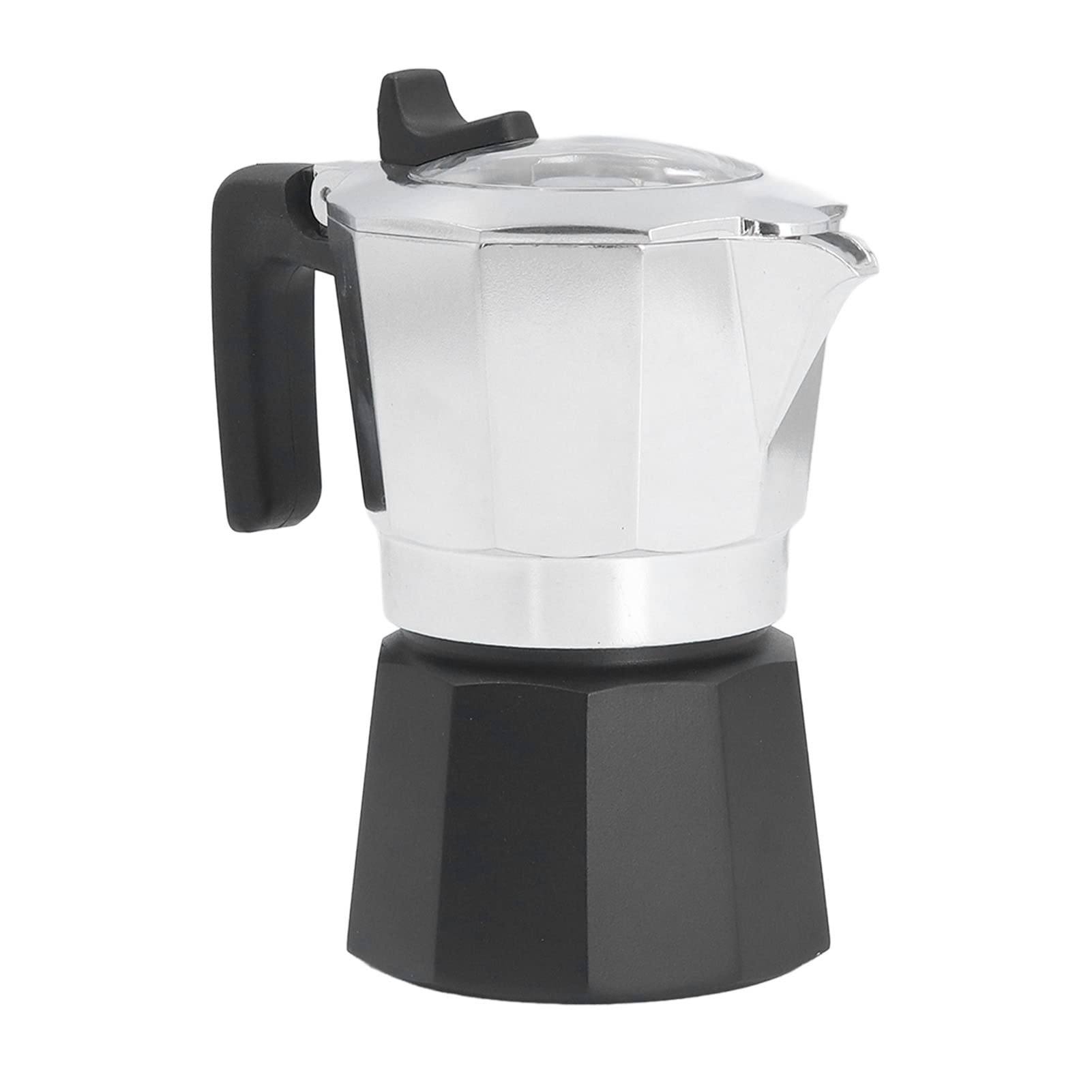 YOUTHINK Moka Coffee Maker - Silver Italian Stovetop Espresso Machine with Dual Valve, Compact Travel Coffee Pot for Home, Office & Camping Use