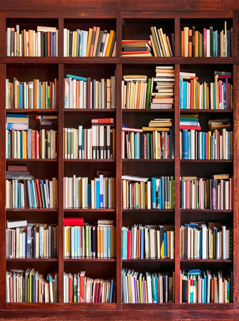 3x5ft Bookshelf Photography Backdrop - Vinyl Bookcase Background for Video Recording, Portrait Studio, Library & Book Store Decor - Ideal for Zoom Meetings, Video Calls, and Conference Backgrounds