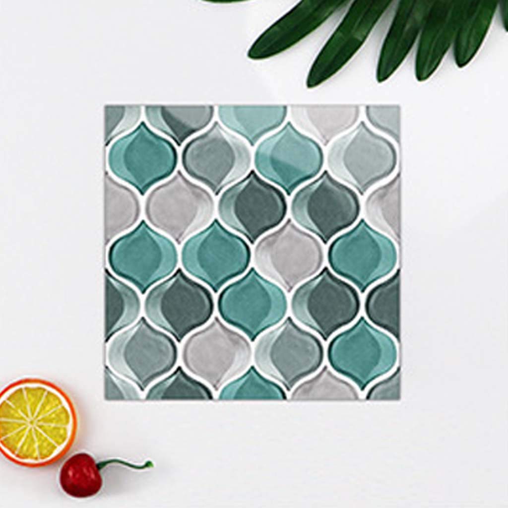 10-Pack Self-Adhesive Tile Stickers - Waterproof Peel & Stick Backsplash for Kitchen, Bathroom, Floor & Wall - Easy DIY Home Decor in Green - Perfect for Rental Upgrades & Home Renovation Projects