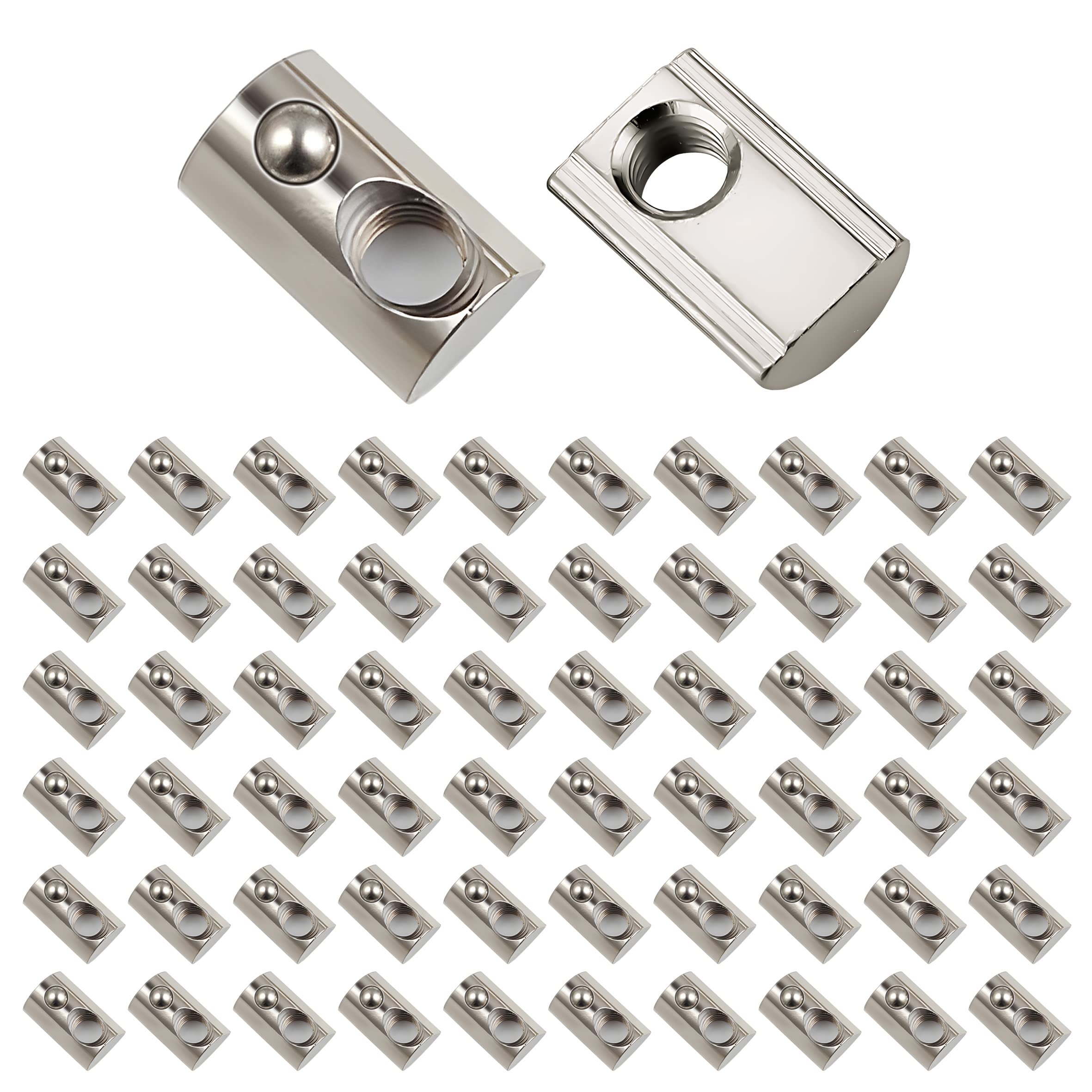60pcs M5 Spring T Nut Rolling Ball Loading for Aluminum Extrusion Profile - 3D Printer Accessories & CNC Machine Parts | Perfect for DIY Projects, Industrial Assembly & 3D Printing Applications