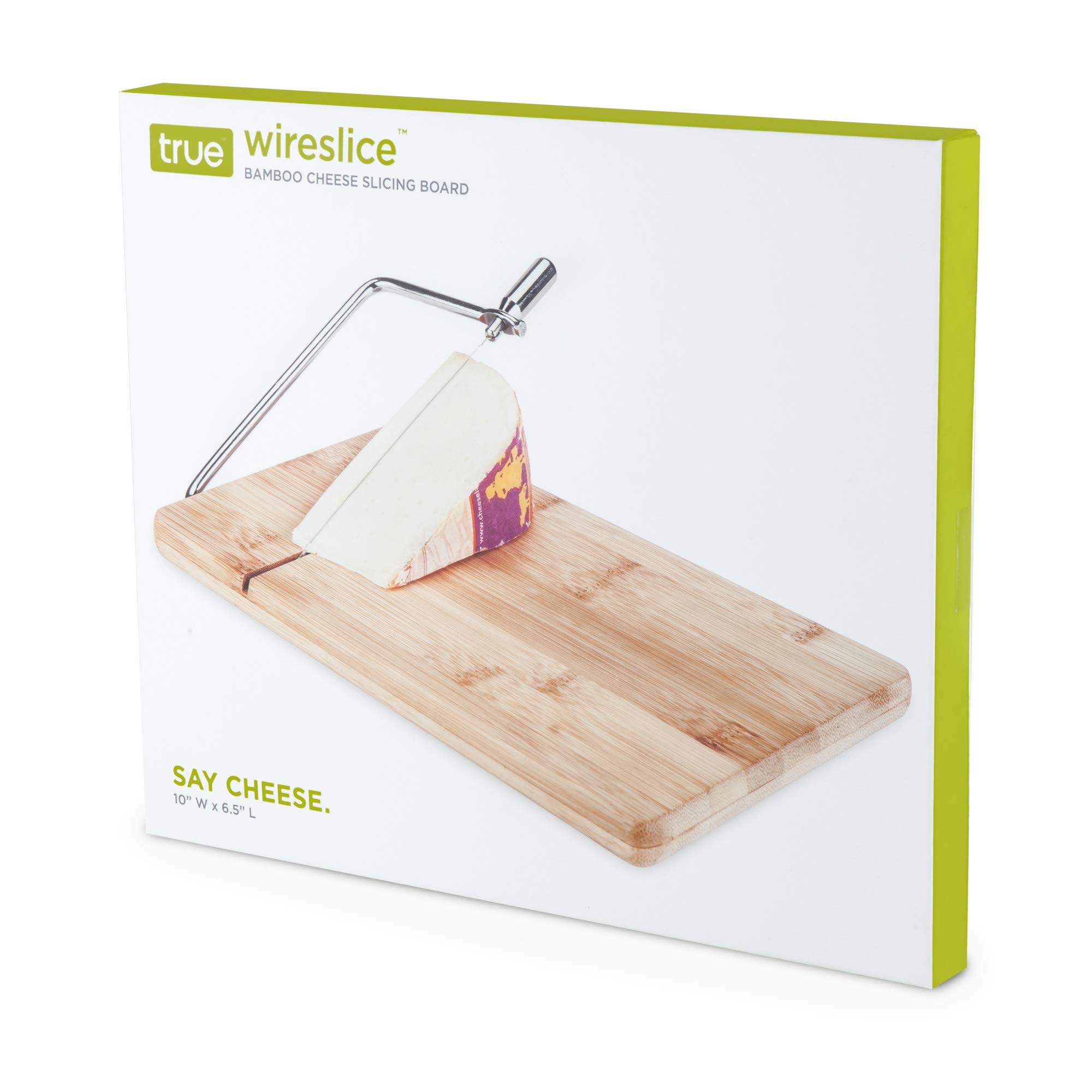 Premium Bamboo Cheese Cutting Board with Built-in Wire Cutter - 10