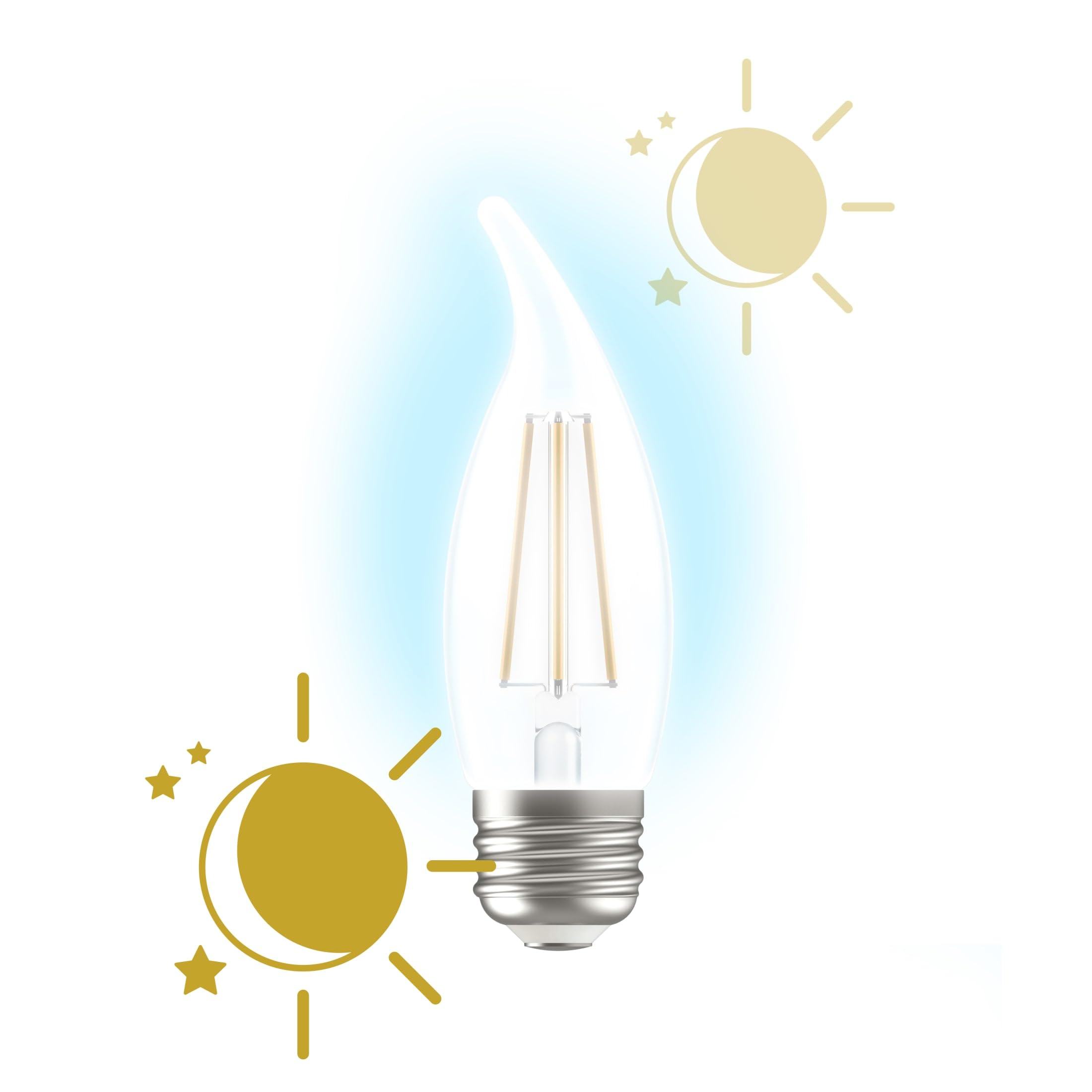 GE LED+ CA11 Dusk to Dawn Sensor Light Bulbs - Automatic On/Off Outdoor Security Lighting, Daylight White (5000K), E26 Medium Base, 2-Pack - Perfect for Porch, Garage, Garden & Pathway Illumination