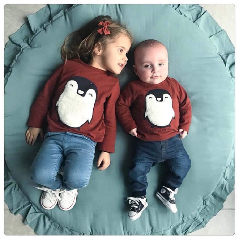 Soft Round Baby Playmat - Non-Slip Cartoon Rug for Kids Nursery, Light Gray | Safe & Comfortable Floor Mat for Playtime, Crawling & Room Decor