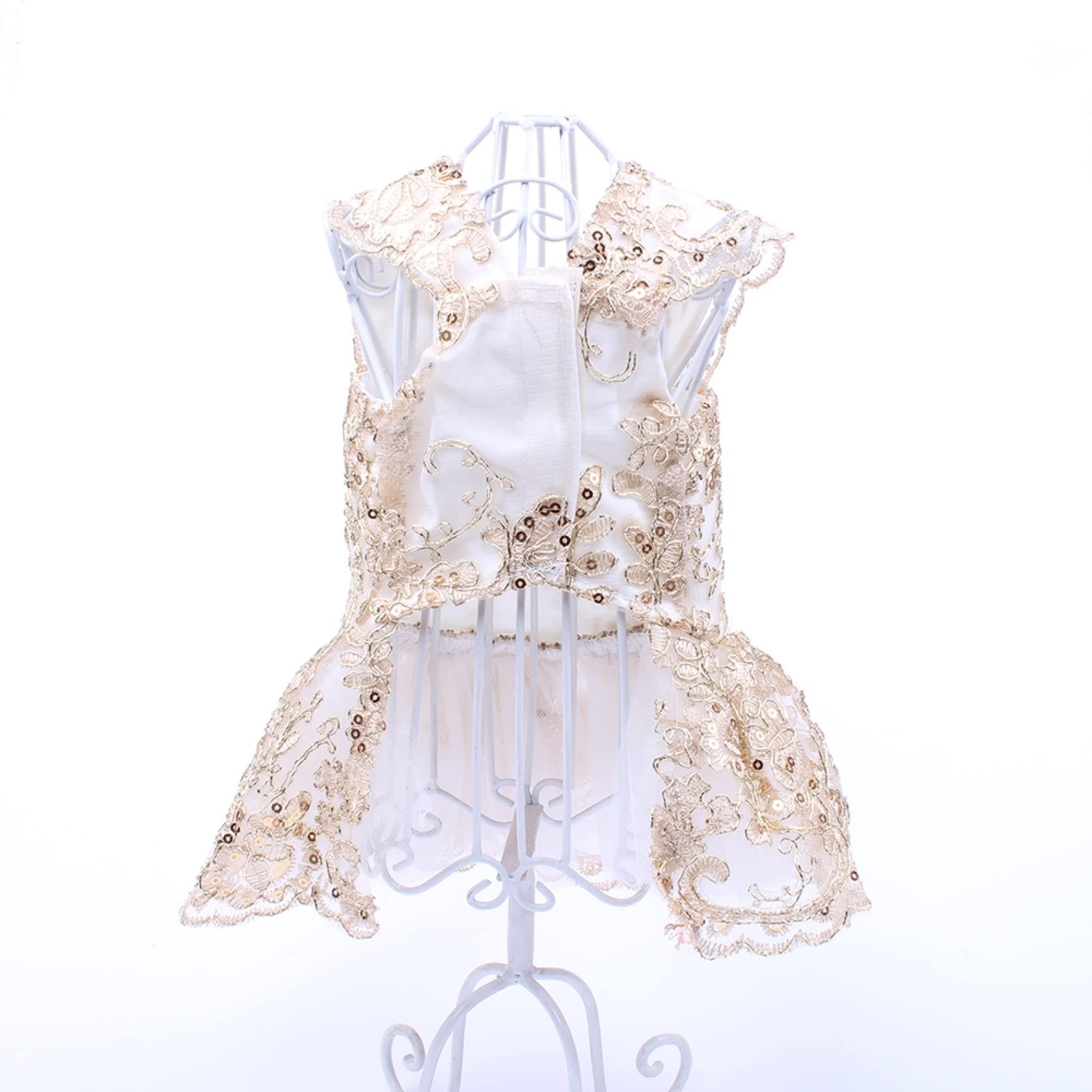 Dog Wedding Dress - Spring Flower Lace Pet Puppy Skirt with Sequin Princess Design for Small Dogs | Perfect for Weddings, Parties & Special Occasions