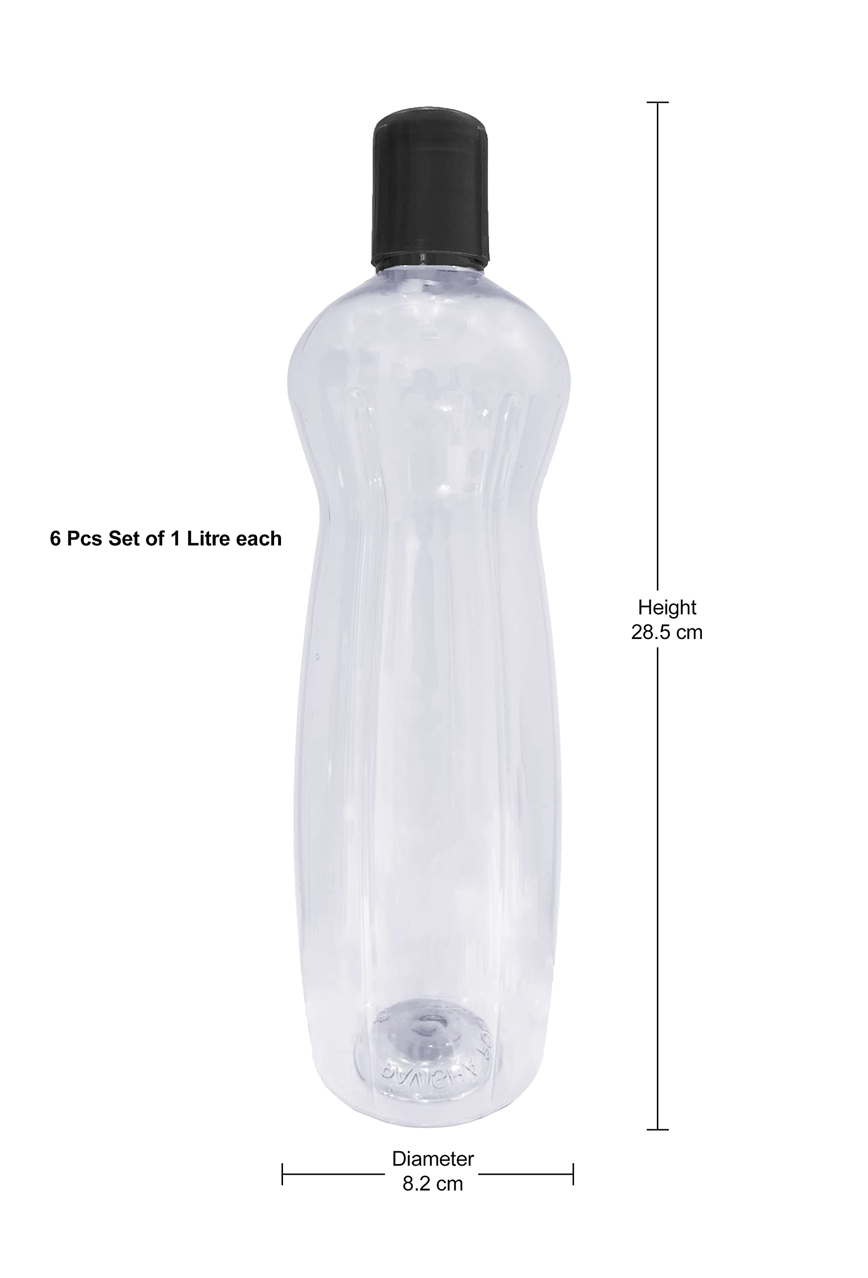 PAVISHA 6-Pack Premium 1 Liter Water Bottles - BPA Free, Leak Proof, Durable for Gym, Office, Travel & Outdoor Activities - Grey Reusable Sports Bottles for Hydration at Work, School or Fitness