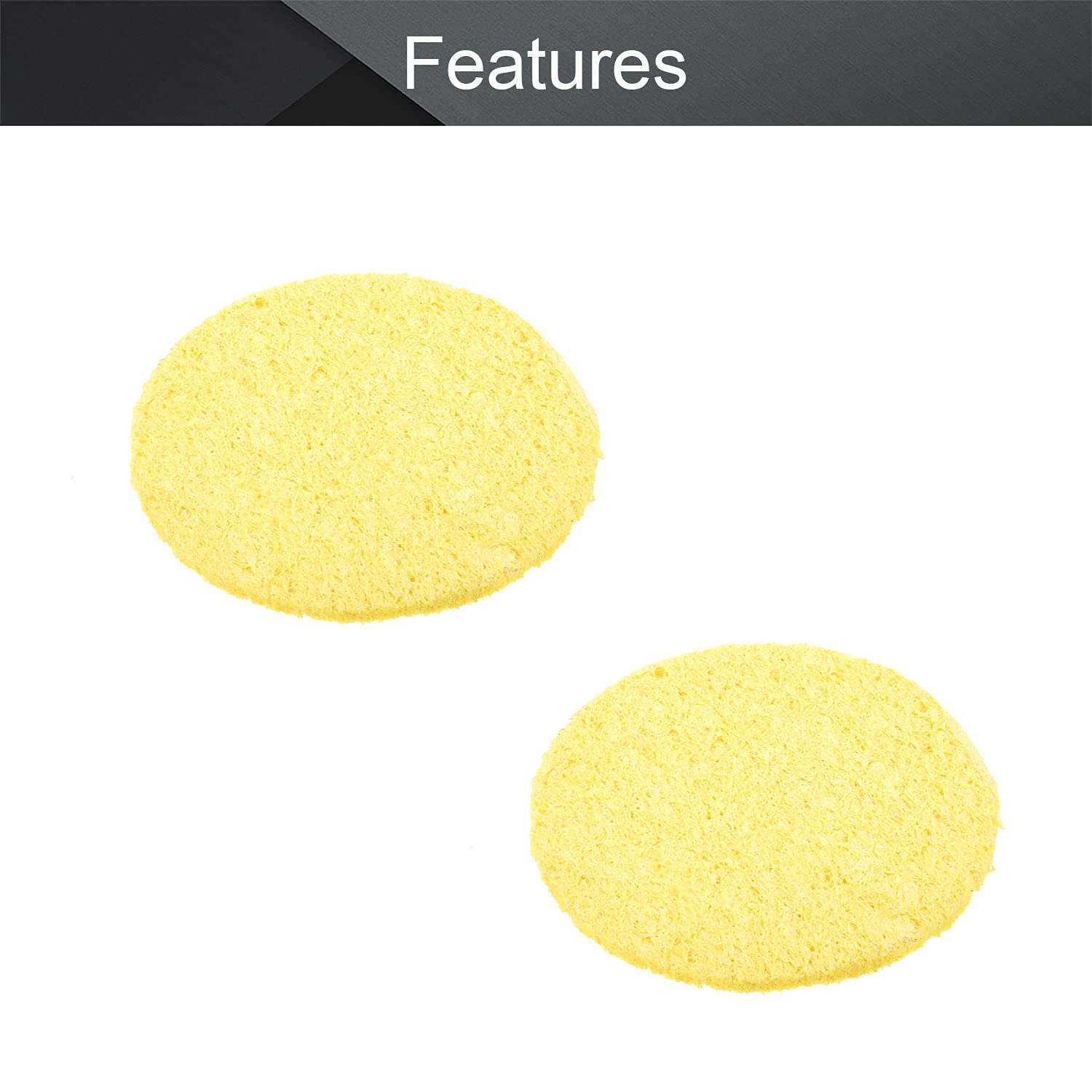 Fielect 10Pcs High-Temperature Soldering Sponge 55mmx55mmx11mm - Yellow Round Cleaning Pads for Soldering Iron Tips - Perfect for Electronics Repair, DIY Projects, and Professional Soldering Work