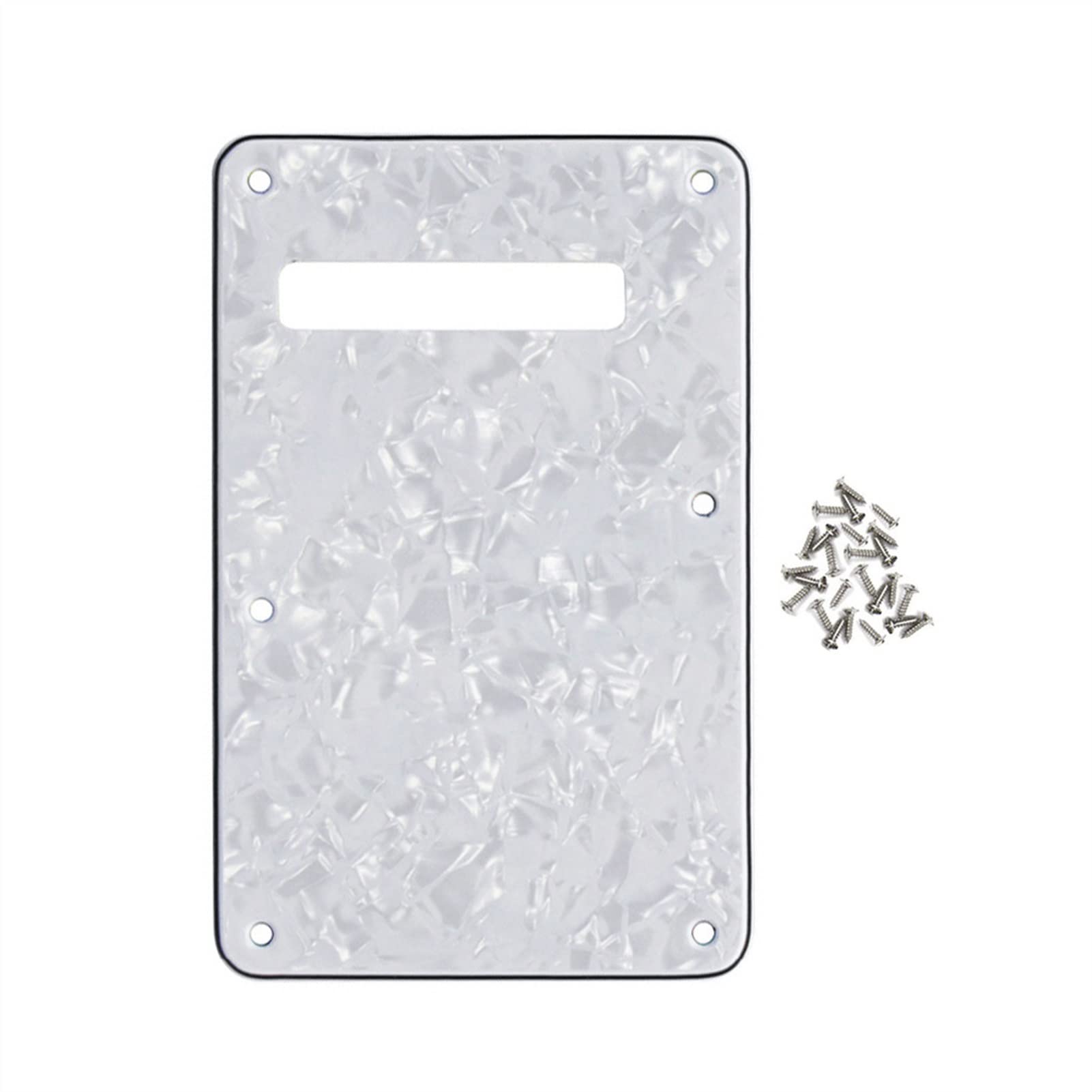 Pearl White Electric Guitar Tremolo Cover Back Plate with Screws - 4-Ply Replacement Part for ST Style Guitars | Perfect for DIY Guitar Repair & Maintenance