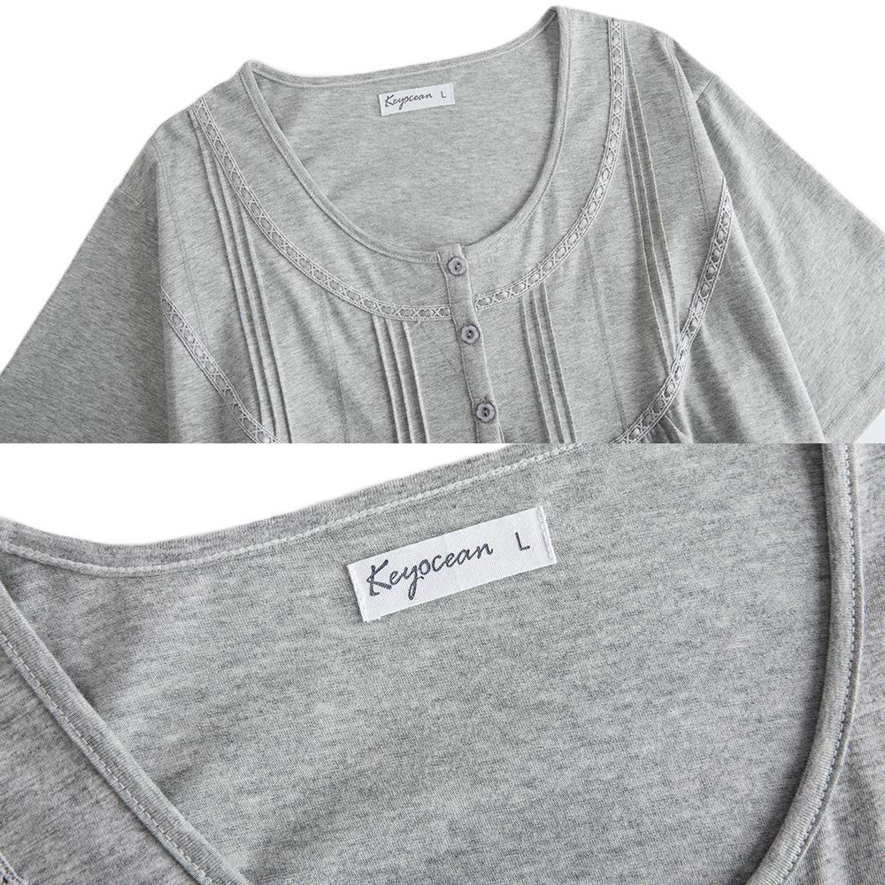 Keyocean Women's 100% Cotton Short Sleeve Nightgown - Soft & Lightweight Sleepwear for Ladies | Perfect for Summer Nights, Lounging & Relaxing at Home