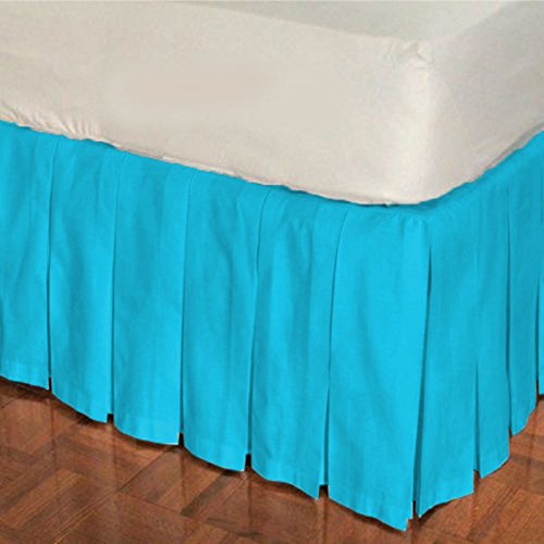 Premium 500 TC Egyptian Cotton Unisex Nursery Baby Bedding Set - Mini Crib Multi-Pleated Skirt in Solid Turquoise | Soft, Breathable & Hypoallergenic for Newborns & Toddlers | Perfect for Daycare, Travel & Co-Sleeping