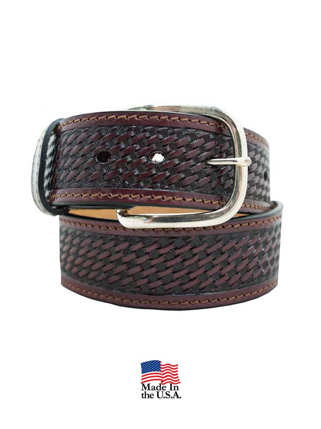 Timeless Basketweave Leather Belt for Men - Gingerich 8883 28 in Classic Brown | Durable & Stylish Dress Belt for Office, Business & Formal Occasions