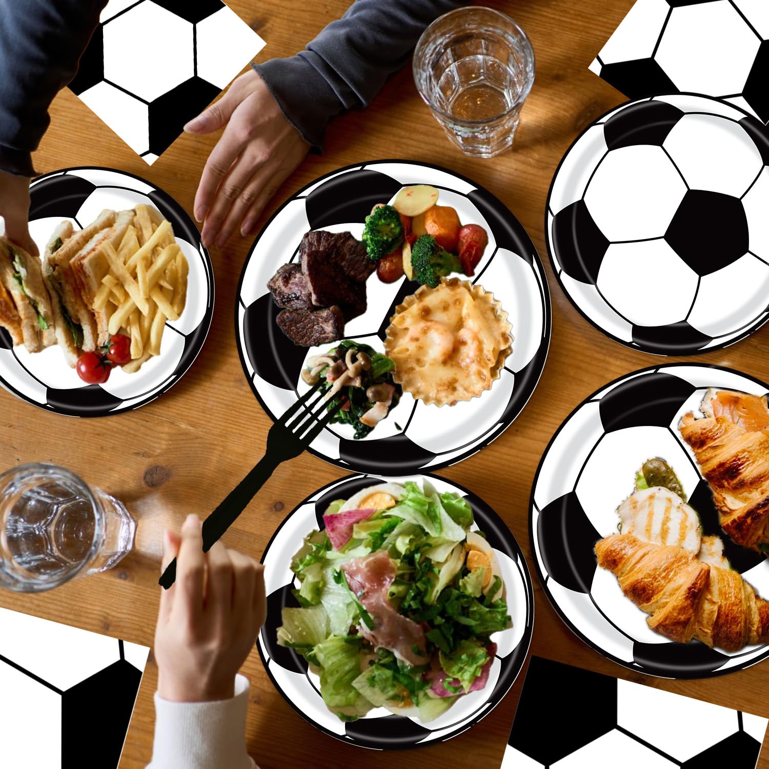 Rakuto 96PCS Soccer Birthday Party Supplies Set - 24 Dinner Plates, Napkins & Forks for Kids Sports Themed Party Decorations | Perfect for Baby Showers, Birthday Celebrations & Soccer Team Events
