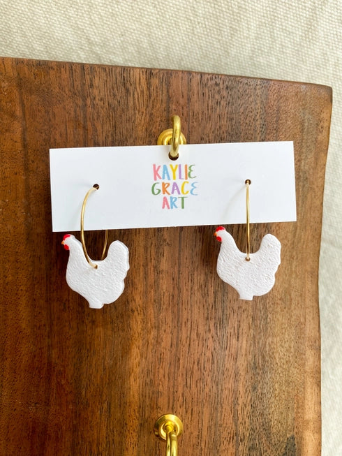 Chicken Hoop Earrings for Women - Trendy Animal Jewelry, Lightweight Dangle Drop Earrings for Casual Wear, Parties & Gifts