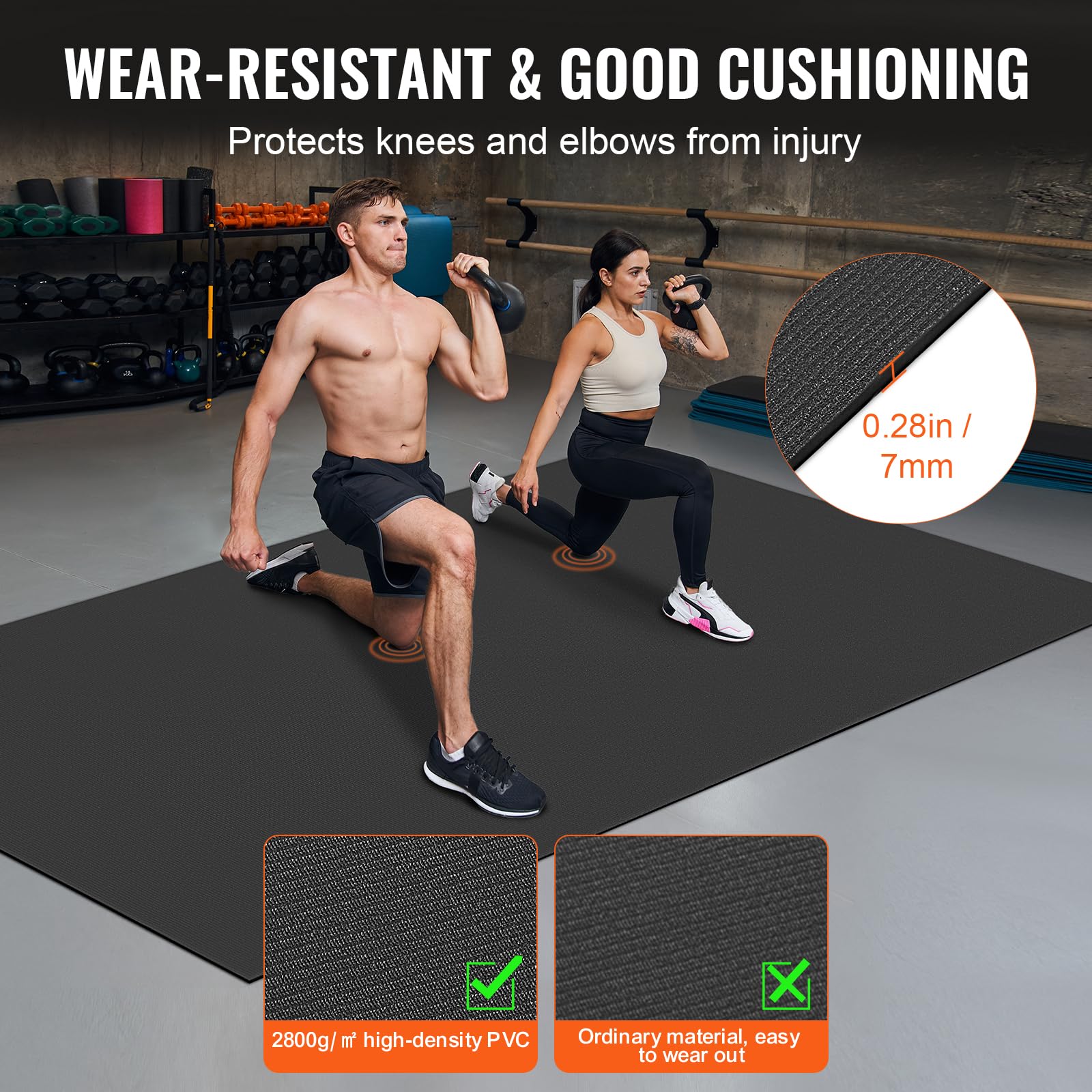VEVOR Extra Large Non-Slip Yoga Mat - 6mm High Density Premium Exercise Mat for Men & Women with Carry Bag & Strap - Ideal for Home Yoga, Pilates, Stretching & Floor Workouts - Perfect for Gym, Studio & Travel Fitness
