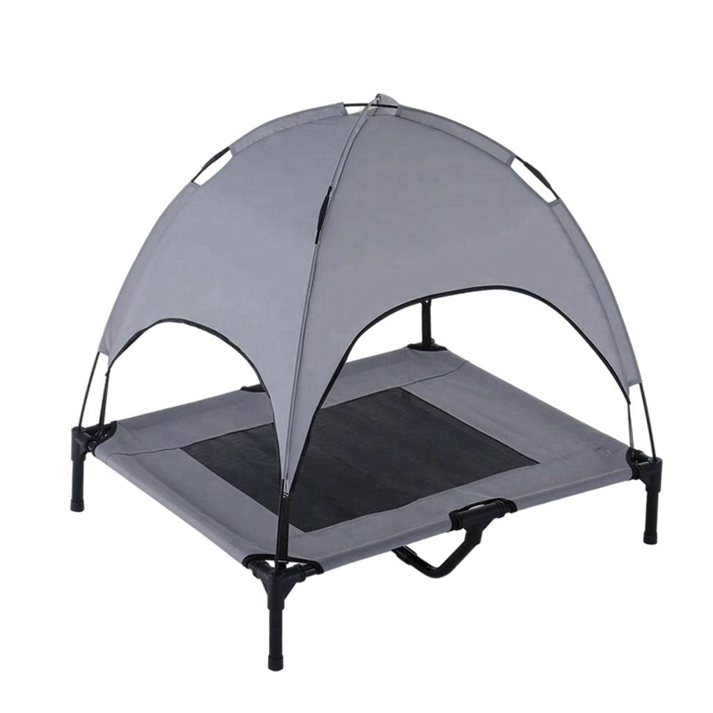 Shamjina Portable Pet Bed with Removable Canopy - Elevated Dog Bed with Sunshade for Indoor/Outdoor Use, Camping & Travel Accessories for Small to Medium Dogs