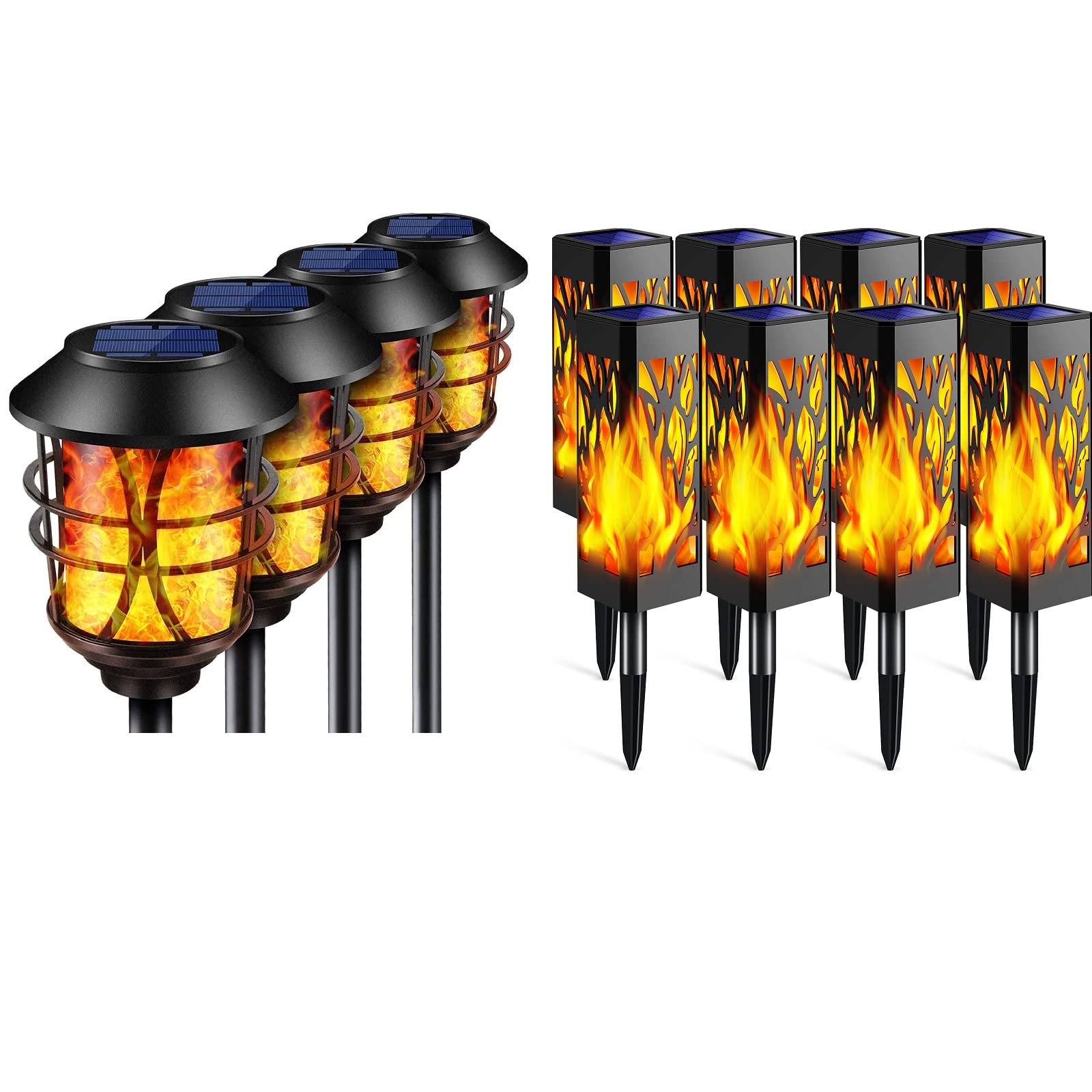 TomCare Solar Lights Outdoor - Metal Flickering Flame Solar Torch Lights for Garden, Pathway, Patio, Yard & Landscape Decoration - Waterproof & Weather Resistant Solar Powered Lights for Backyard, Walkway, Driveway Lighting
