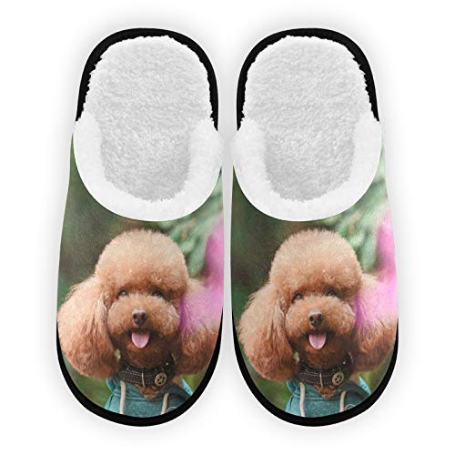 Cozy Plush Lined Puppy Slippers for Men & Women - Warm Coral Fleece House Shoes with Non-Slip Sole for Indoor, Outdoor & Spa Use - Perfect for Winter Comfort, Lounge Wear & Gift Giving