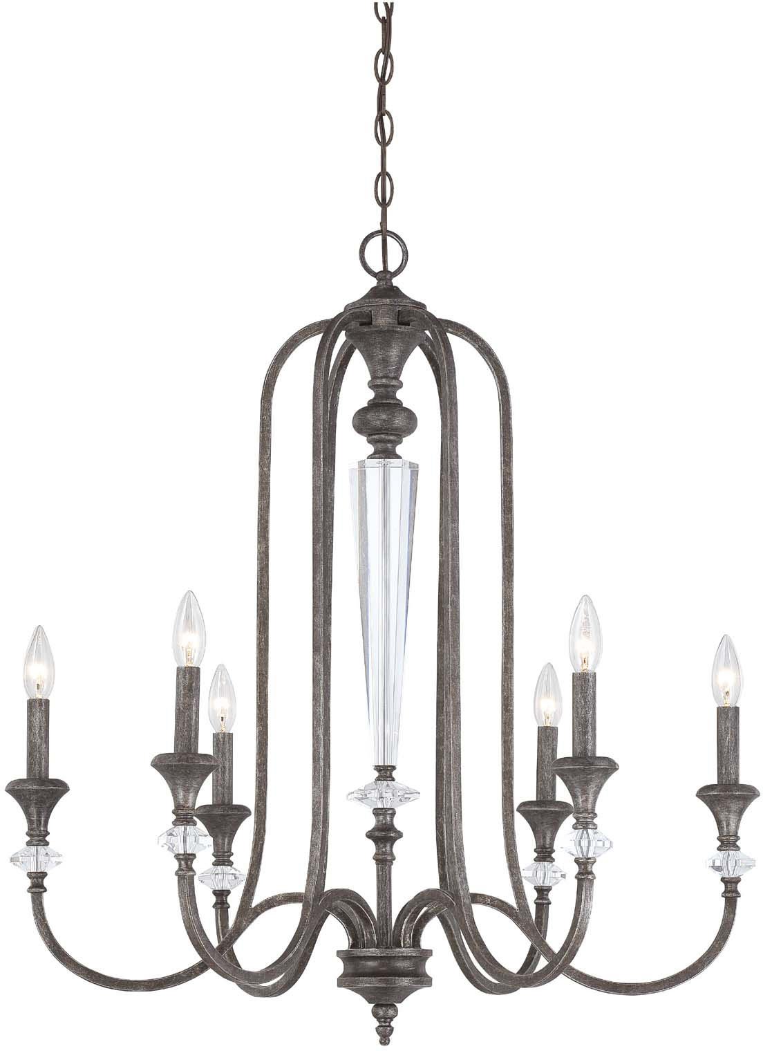 Craftmade 26726-MBS Boulevard Crystal 6-Light Candle Chandelier - 30 Inch Wide, 33 Inch High - Mocha Bronze & Silver Finish - Elegant Dining Room & Foyer Lighting Fixture