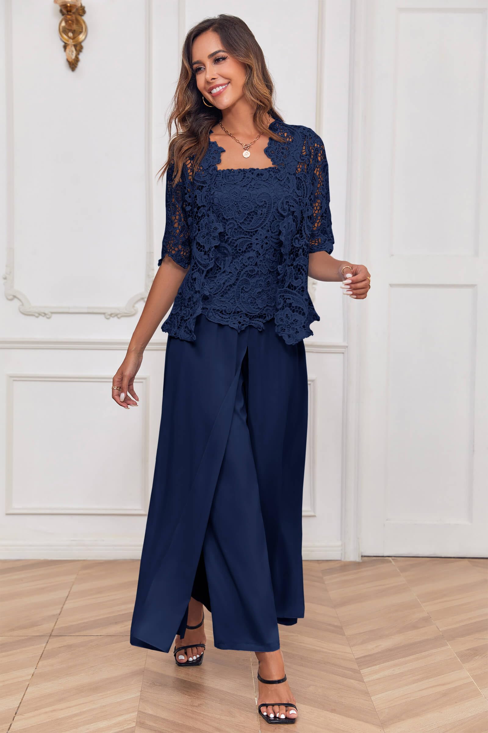 Zongqiven Women's Mother of the Bride Pant Suit Set - Elegant Formal Evening Dress for Wedding Guest, Church, Cocktail Party & Special Occasions