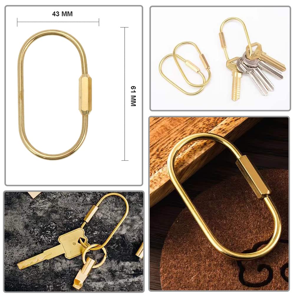 Brass Keychain Ring Screw Lock Set - 4 Pack Durable Keychain Hooks with Brass Key Rings for Men & Women | Perfect for Home, Office, Car Keys & Gift Giving