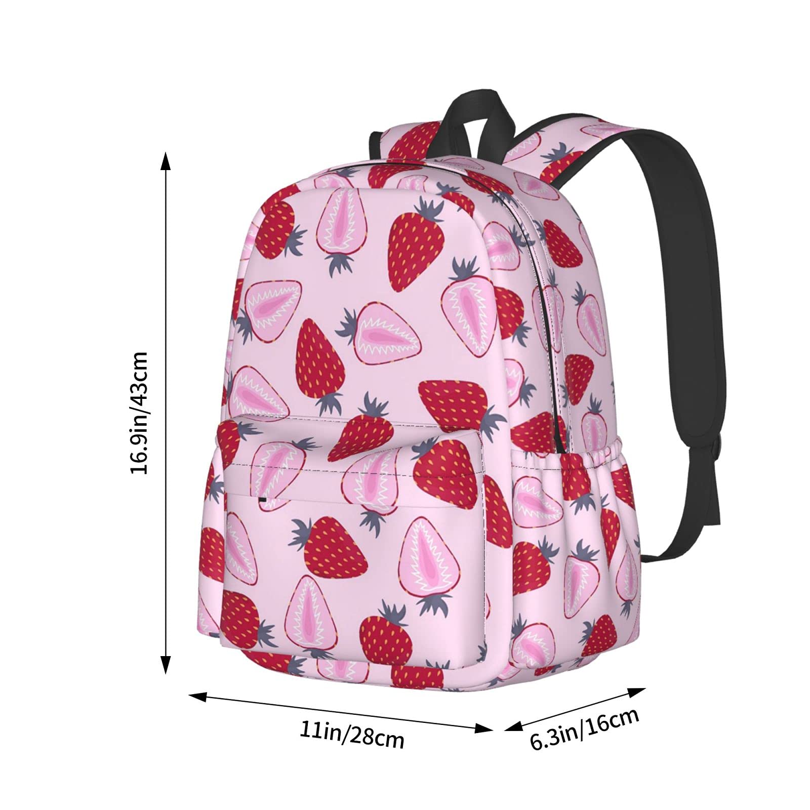 KiuLoam 17 Inch Strawberry Print Laptop Backpack for Women & Teens - Waterproof School Backpack, College Bookbag, Travel Daypack & Work Commuter Shoulder Bag