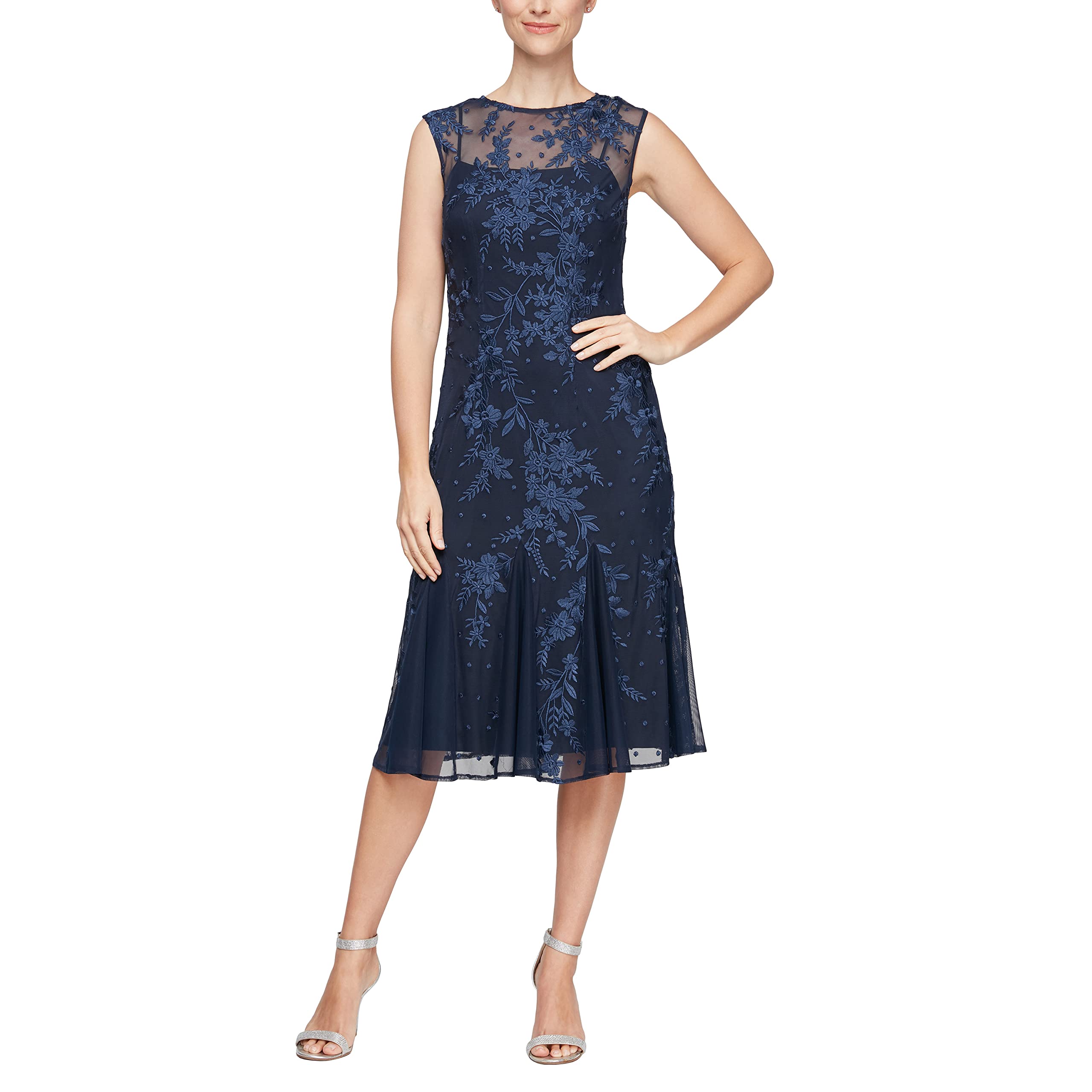 Alex Evenings Women's Short Embroidered Cocktail Dresses for Parties, Weddings & Special Occasions | Elegant Floral Lace Formal Dress
