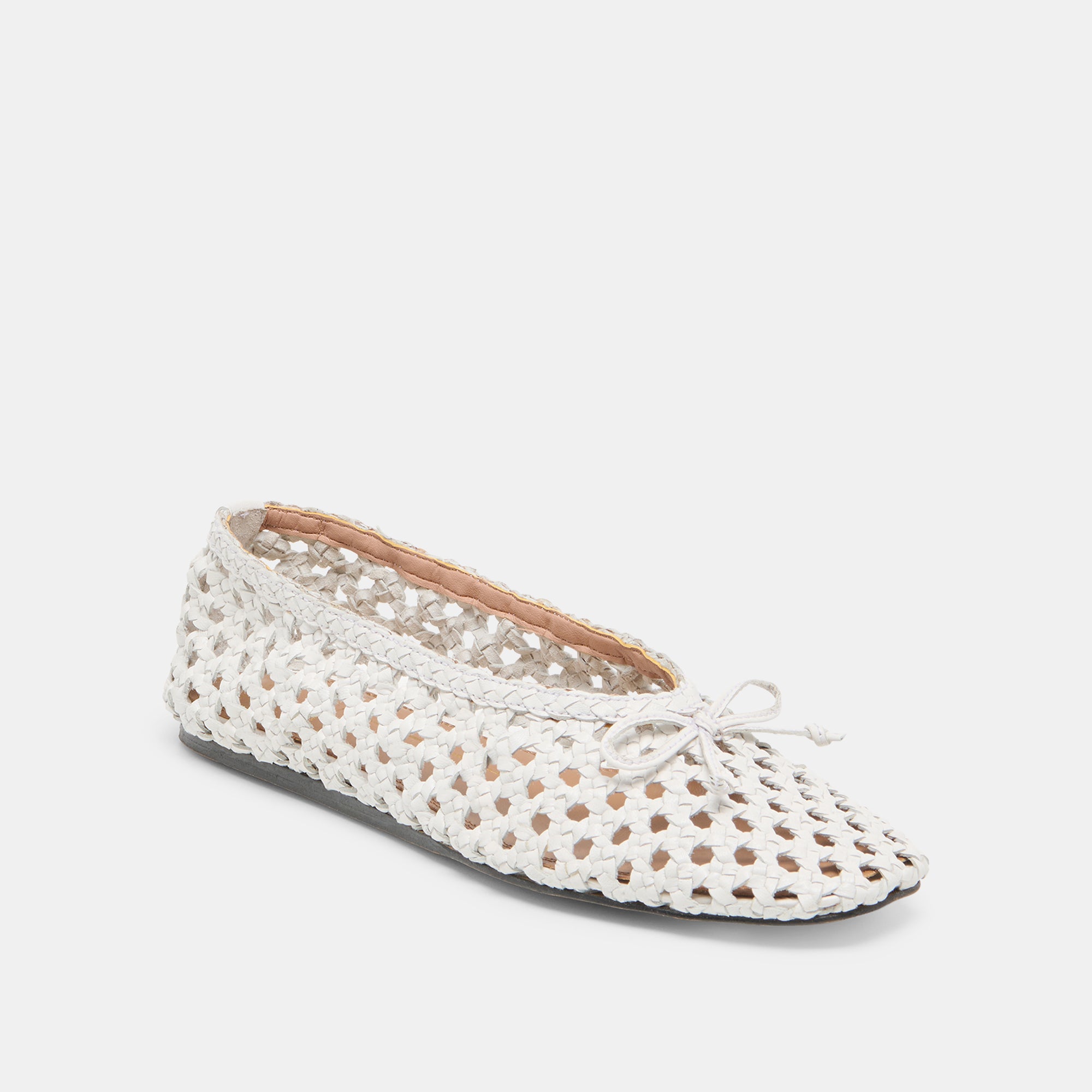 EDDA Women's Ballet Flats - Bone Woven Leather Comfortable Slip-On Shoes for Work, Office & Casual Wear