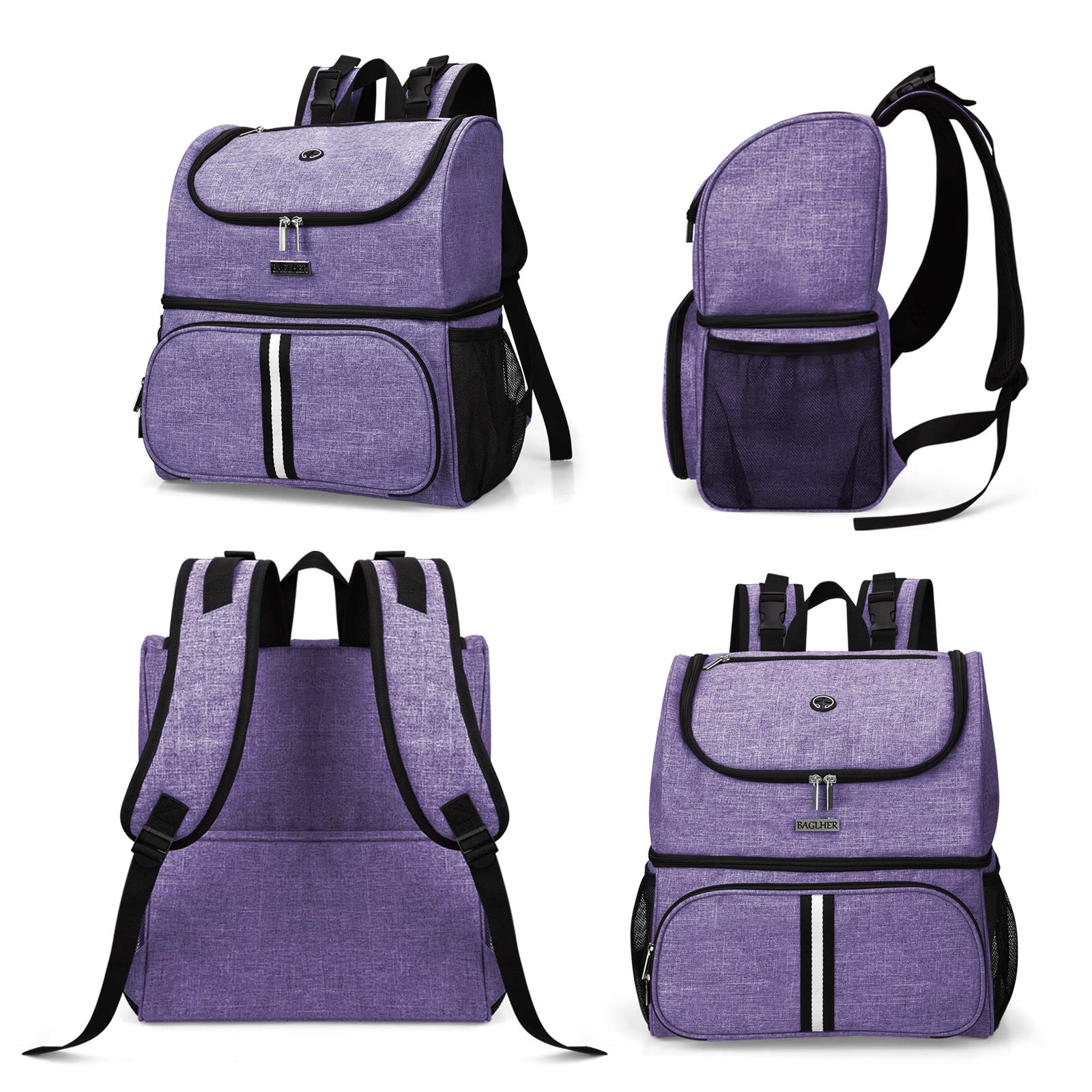 BAGLHER Pet Travel Backpack with Bowls - Purple for Dog & Cat Outings