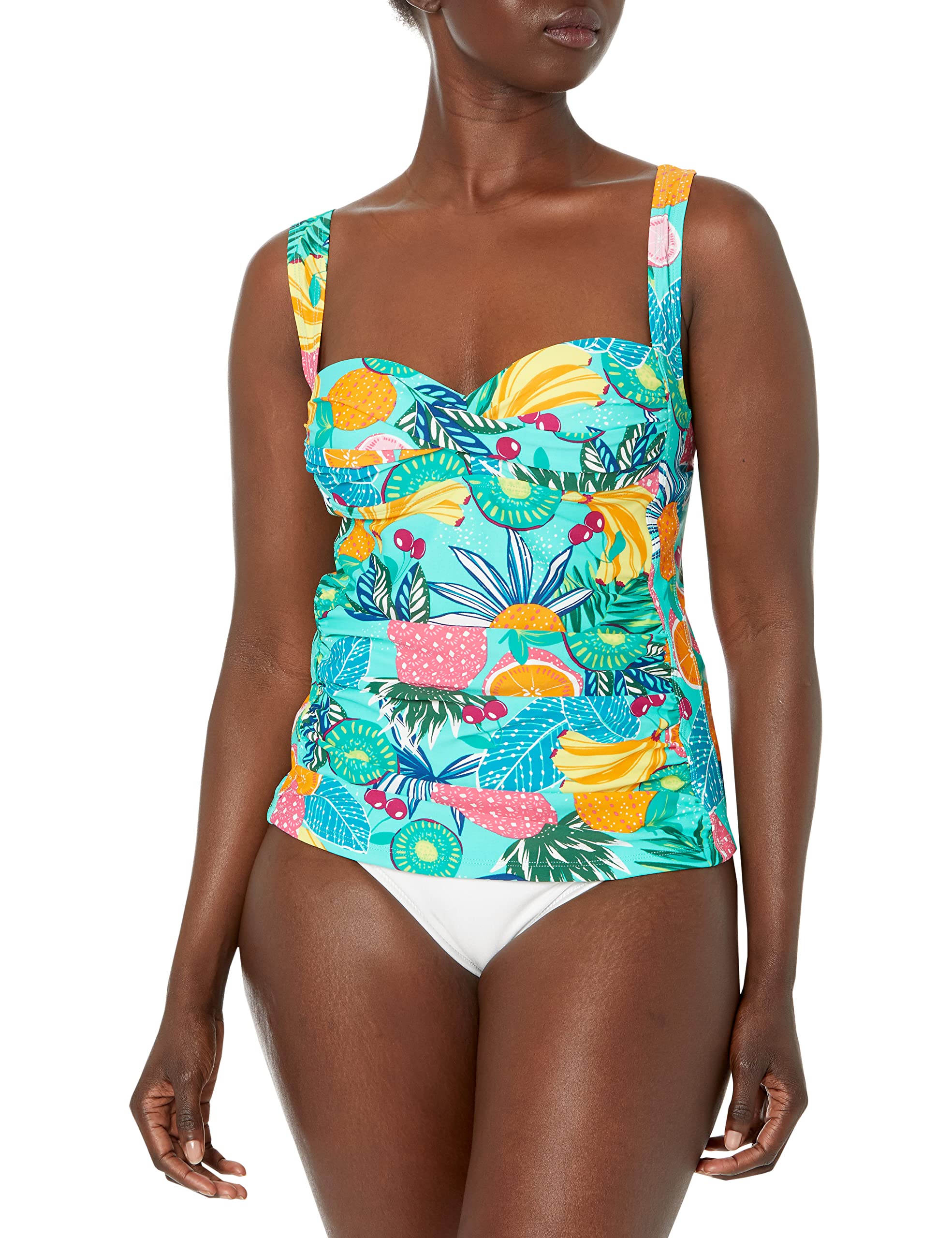 Caribbean Joe Women's Standard Ruched Twist Tankini Swimsuit Top - Stylish Swimwear for Beach, Pool & Vacation | Comfortable & Flattering Fit