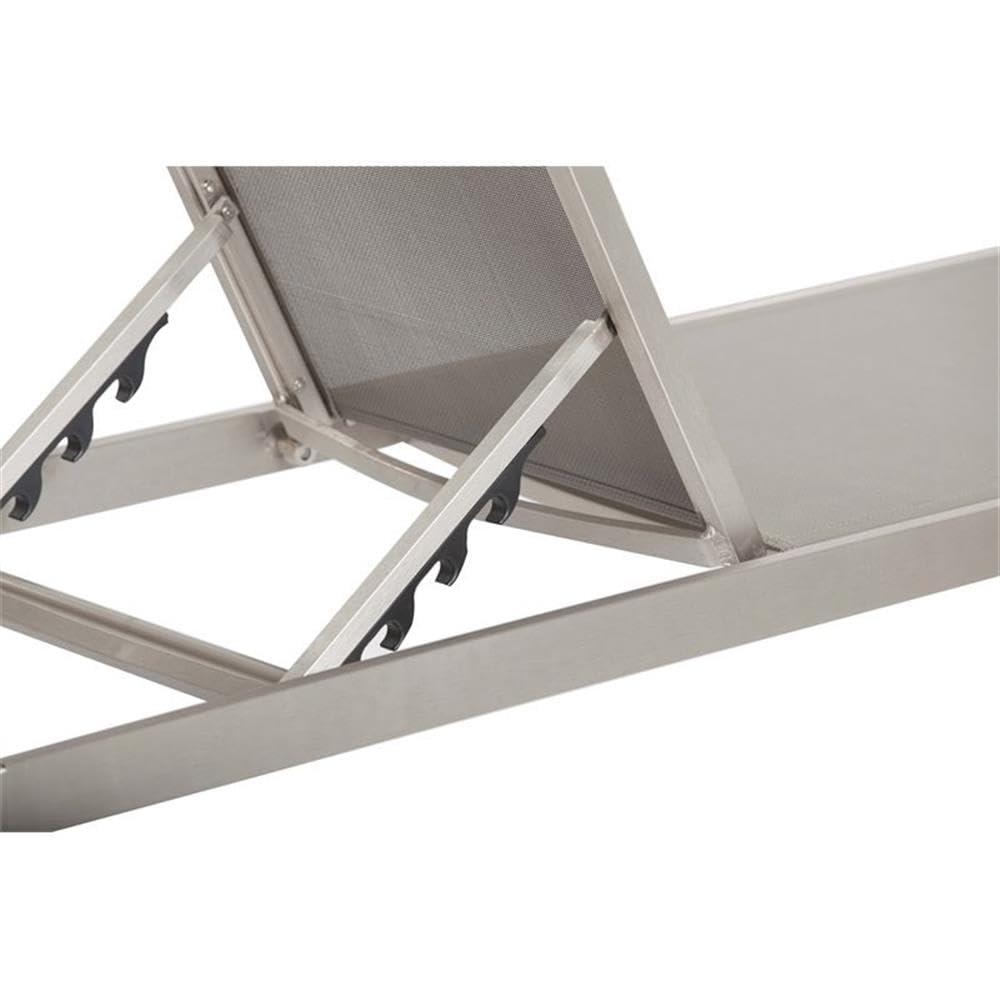 2-Piece Aluminum Patio Lounger Set with Side Table in Gray - Outdoor Furniture for Poolside, Garden, and Backyard Relaxation