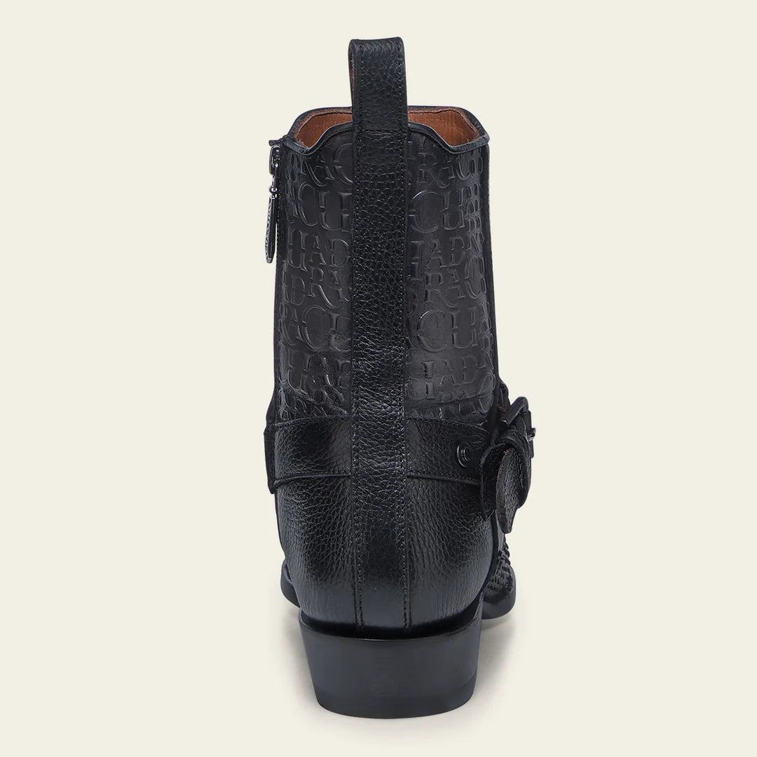 Men's Cuadra Black Casual Cowboy Python Skin Zip Ankle Boots - Stylish Western Boots for Everyday Wear, Outdoor Adventures & Country Events