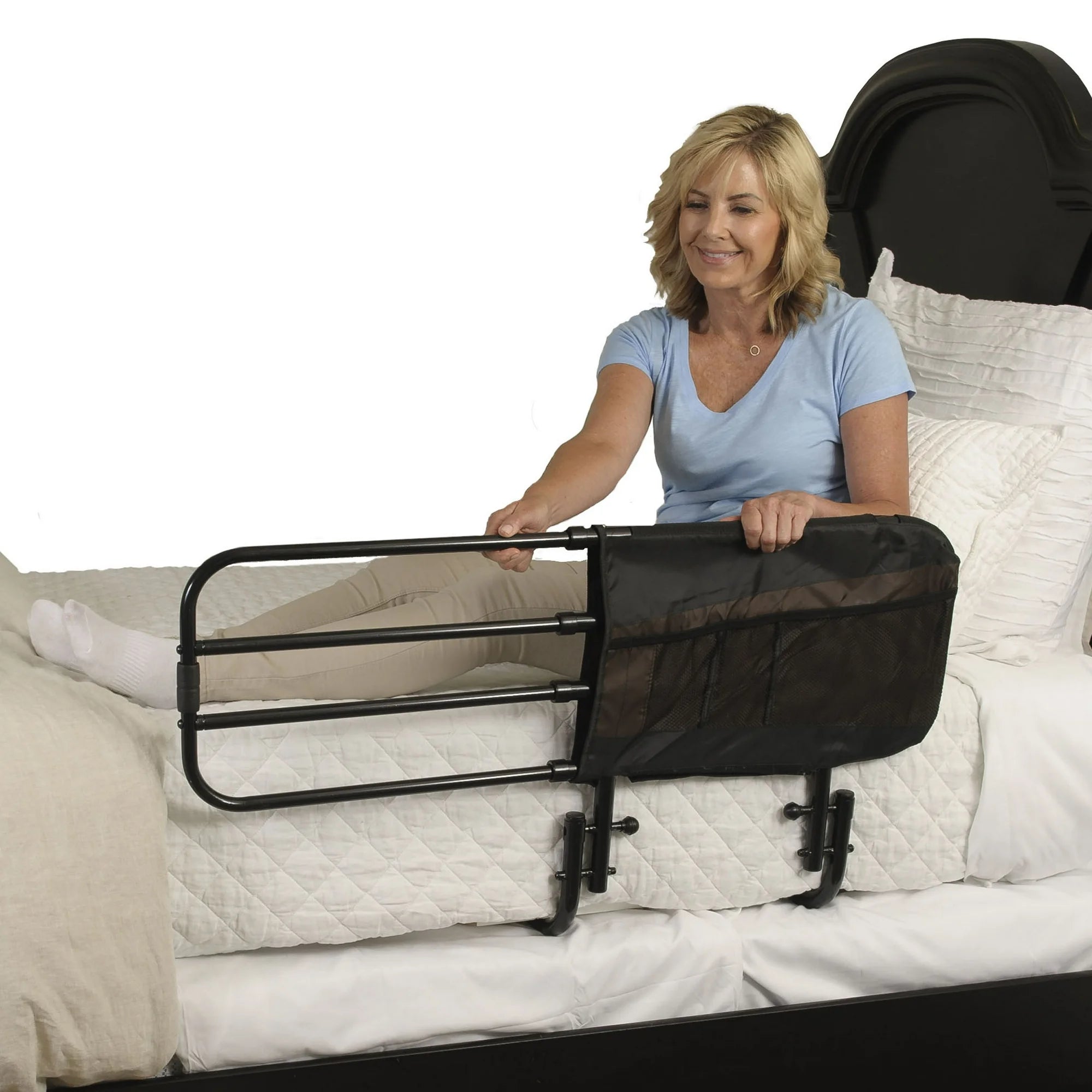 EZ Adjust Bed Rail - Adjustable Safety Bed Rail for Adults & Seniors - Home & Hospital Use for Fall Prevention & Support