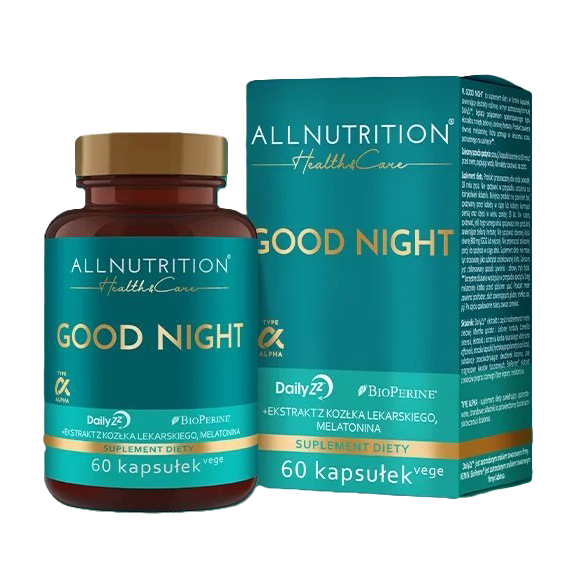 Allnutrition Health & Care Good Night Sleep Aid - 60 Vegan Capsules for Insomnia Relief & Restful Sleep - Natural Melatonin Supplement for Adults