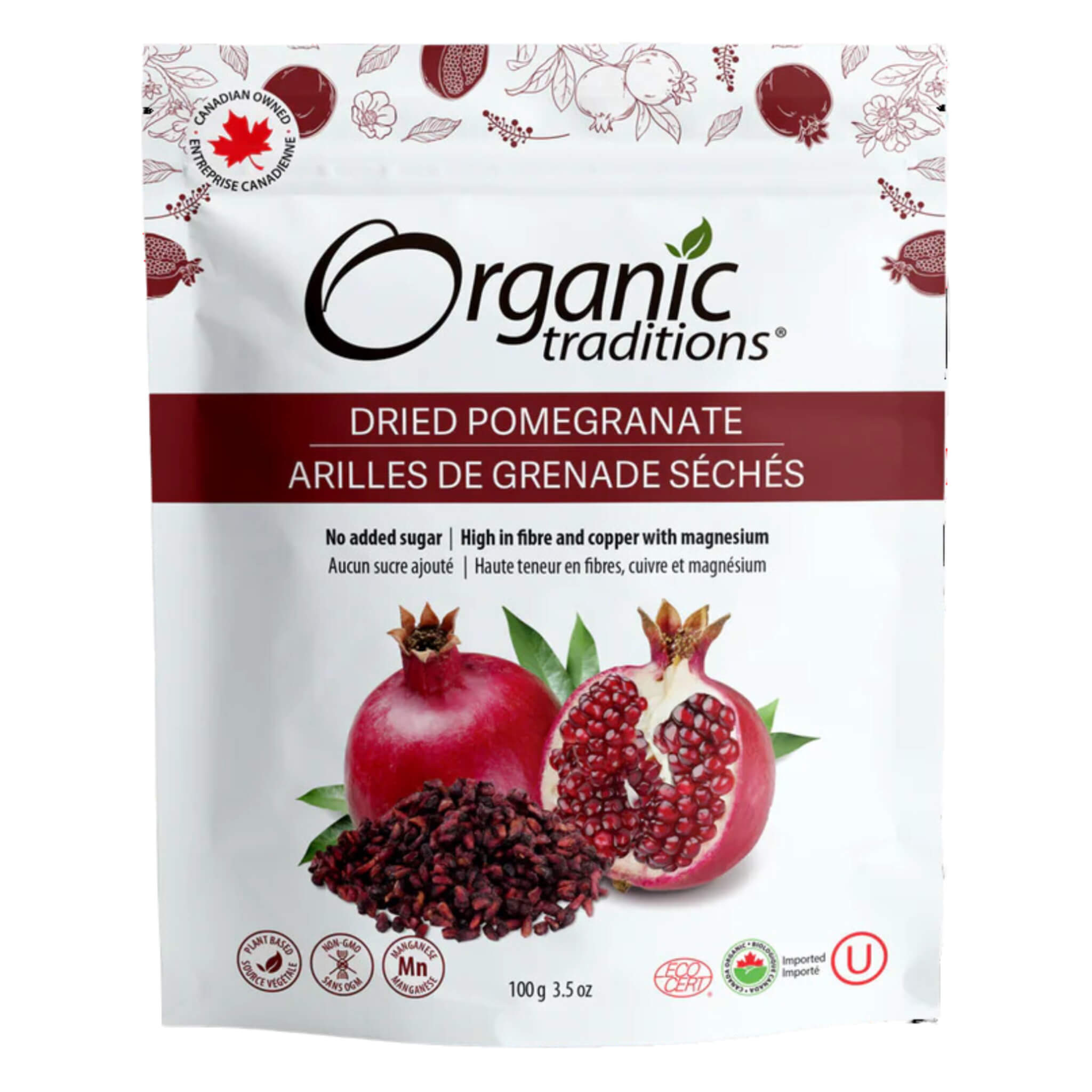 Organic Dried Pomegranate Arils - Sweet & Tart Superfood Snack for Salads, Yogurt & Baking | Non-GMO, Vegan, Gluten-Free