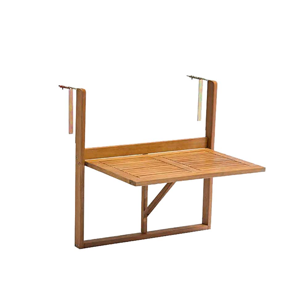 Foldable Iron Balcony Hanging Table - Solid Wood Wall-Mounted Railing Desk for Coffee, Study & Work - Multi-Functional Folding Computer Table with 15kg Weight Capacity - Perfect for Small Spaces, Apartments & Outdoor Use
