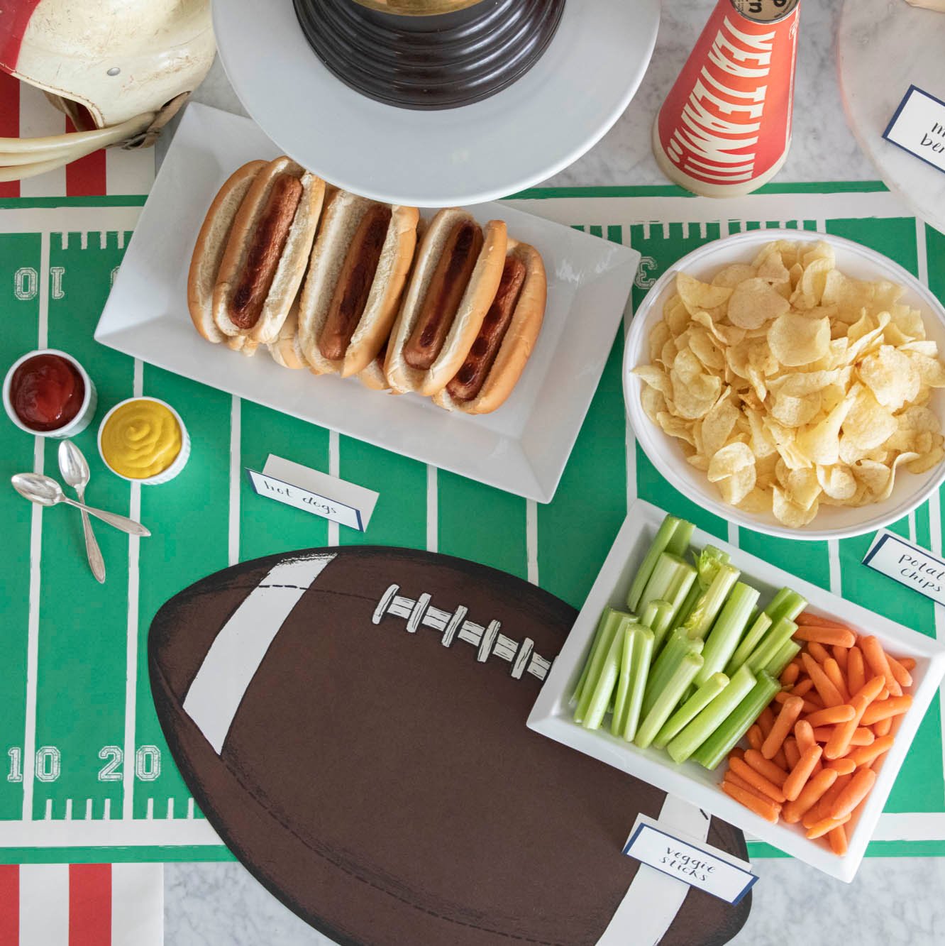 Custom Die-Cut Football Placemats for Game Day - Non-Slip Table Protectors for Sports Parties & Home Decor