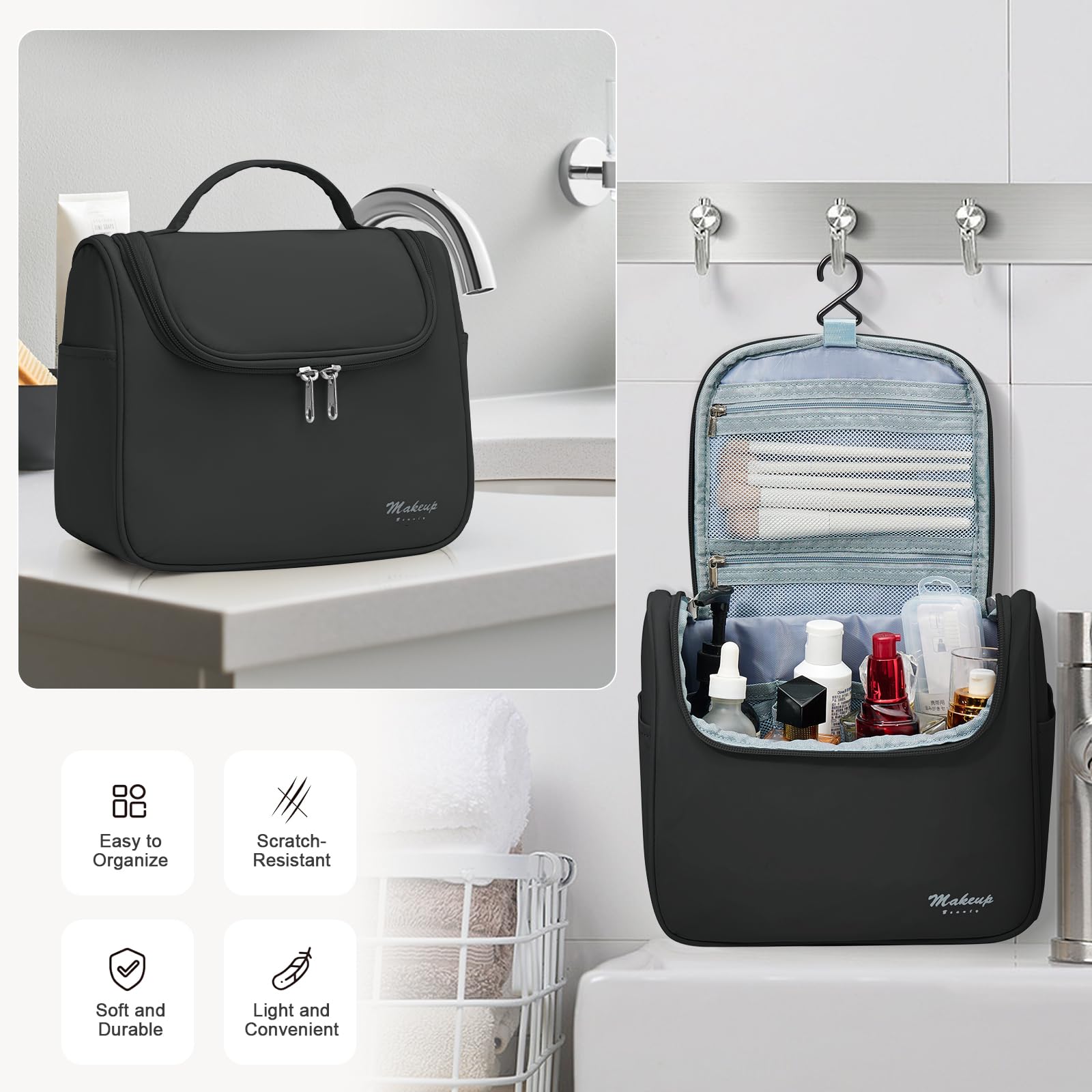 Waterproof Travel Toiletry Bag for Women - Large Cosmetic Organizer for Travel Essentials